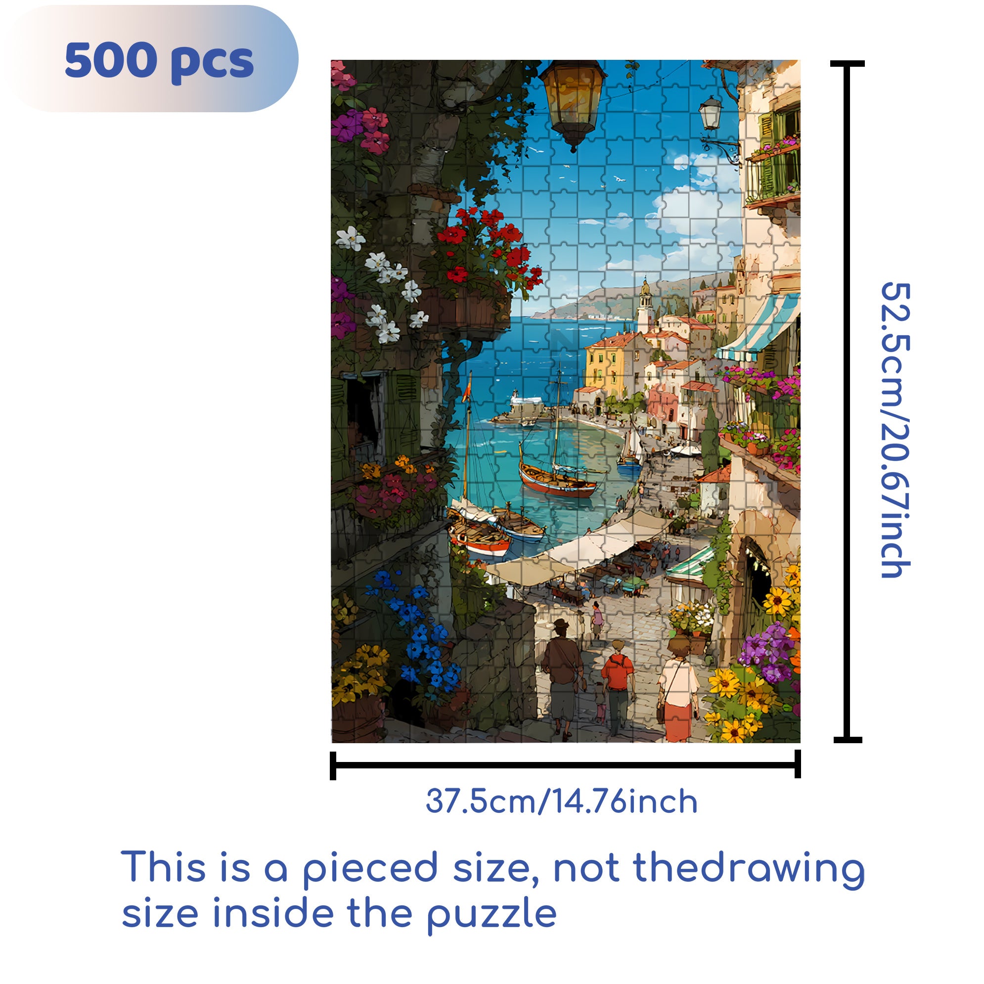 Small Town In Southern France 500pcs/1000pcs Jigsaw Puzzle, Scratch-Resistant, Paper Material, Interactive Family Game & Brain-Boosting DIY Decor, Perfect for Halloween, Christmas & New Year Gifts, Family Puzzle Game