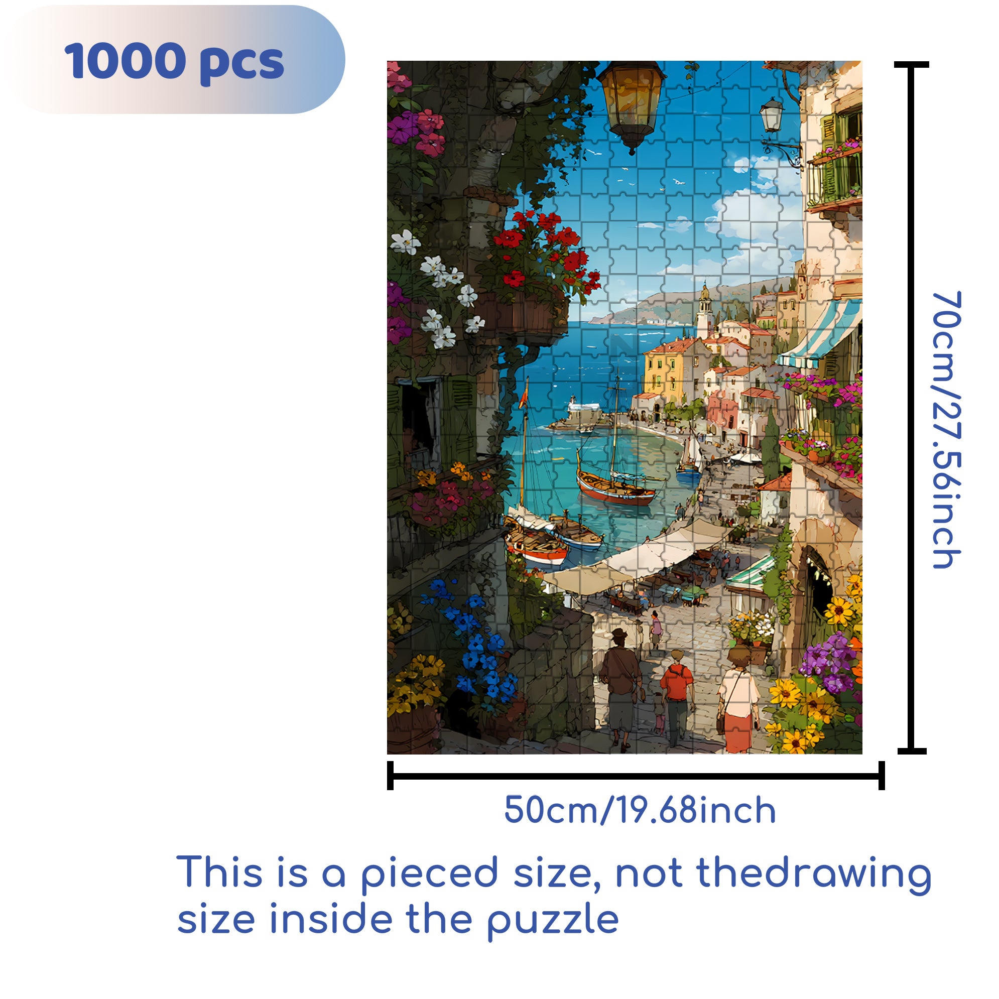 Small Town In Southern France 500pcs/1000pcs Jigsaw Puzzle, Scratch-Resistant, Paper Material, Interactive Family Game & Brain-Boosting DIY Decor, Perfect for Halloween, Christmas & New Year Gifts, Family Puzzle Game