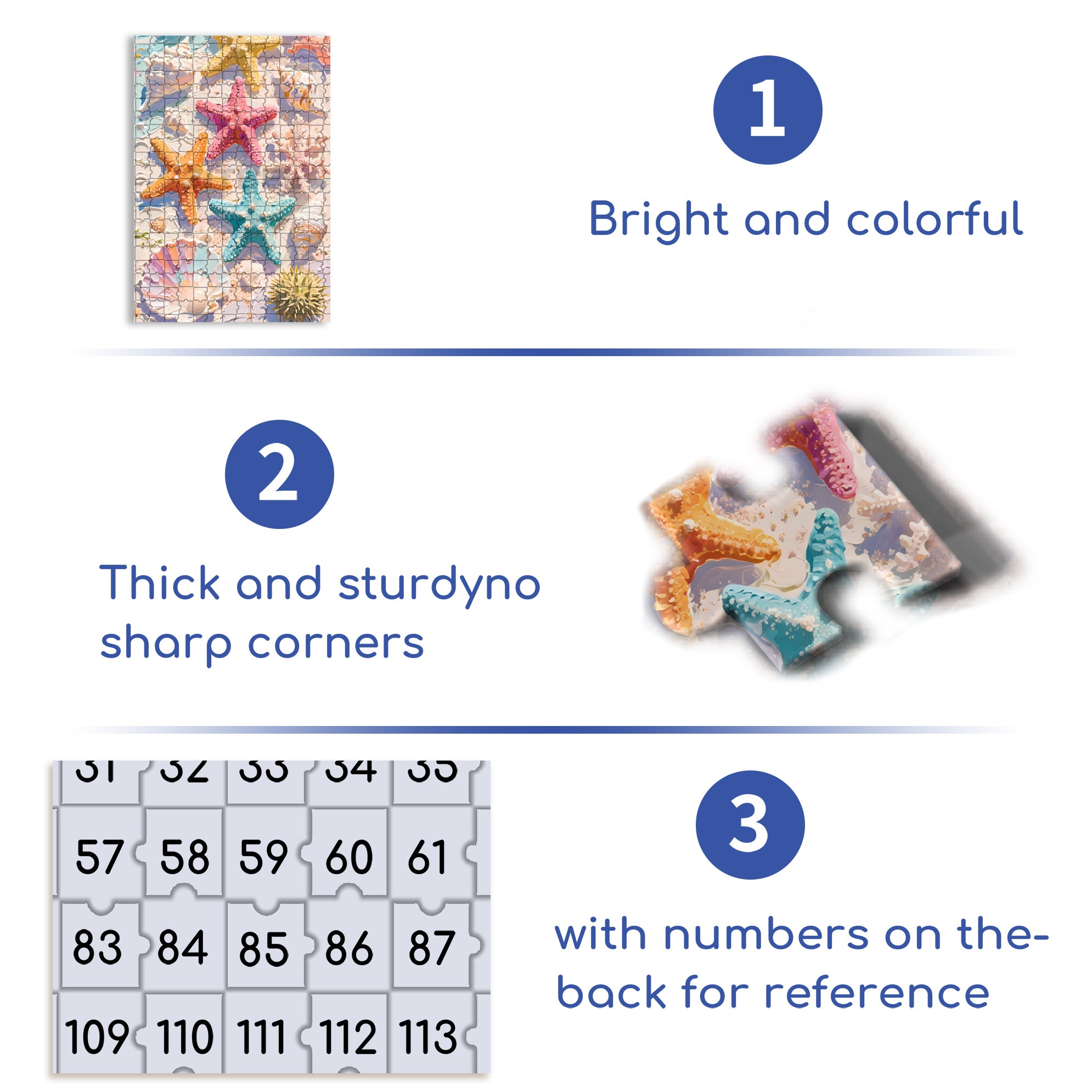 Starfish 500pcs/1000pcs Jigsaw Puzzle, Scratch-Resistant, Paper Material, Interactive Family Game & Brain-Boosting DIY Decor, Perfect for Halloween, Christmas & New Year Gifts, Family Puzzle Game