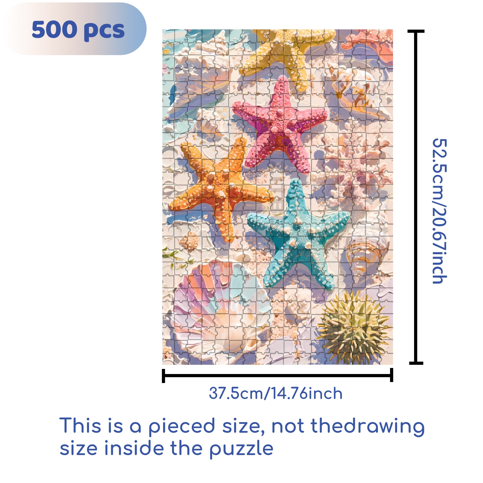 Starfish 500pcs/1000pcs Jigsaw Puzzle, Scratch-Resistant, Paper Material, Interactive Family Game & Brain-Boosting DIY Decor, Perfect for Halloween, Christmas & New Year Gifts, Family Puzzle Game