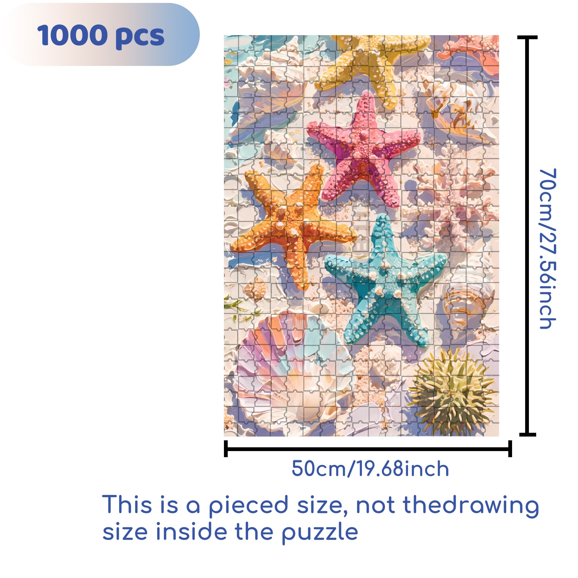 Starfish 500pcs/1000pcs Jigsaw Puzzle, Scratch-Resistant, Paper Material, Interactive Family Game & Brain-Boosting DIY Decor, Perfect for Halloween, Christmas & New Year Gifts, Family Puzzle Game