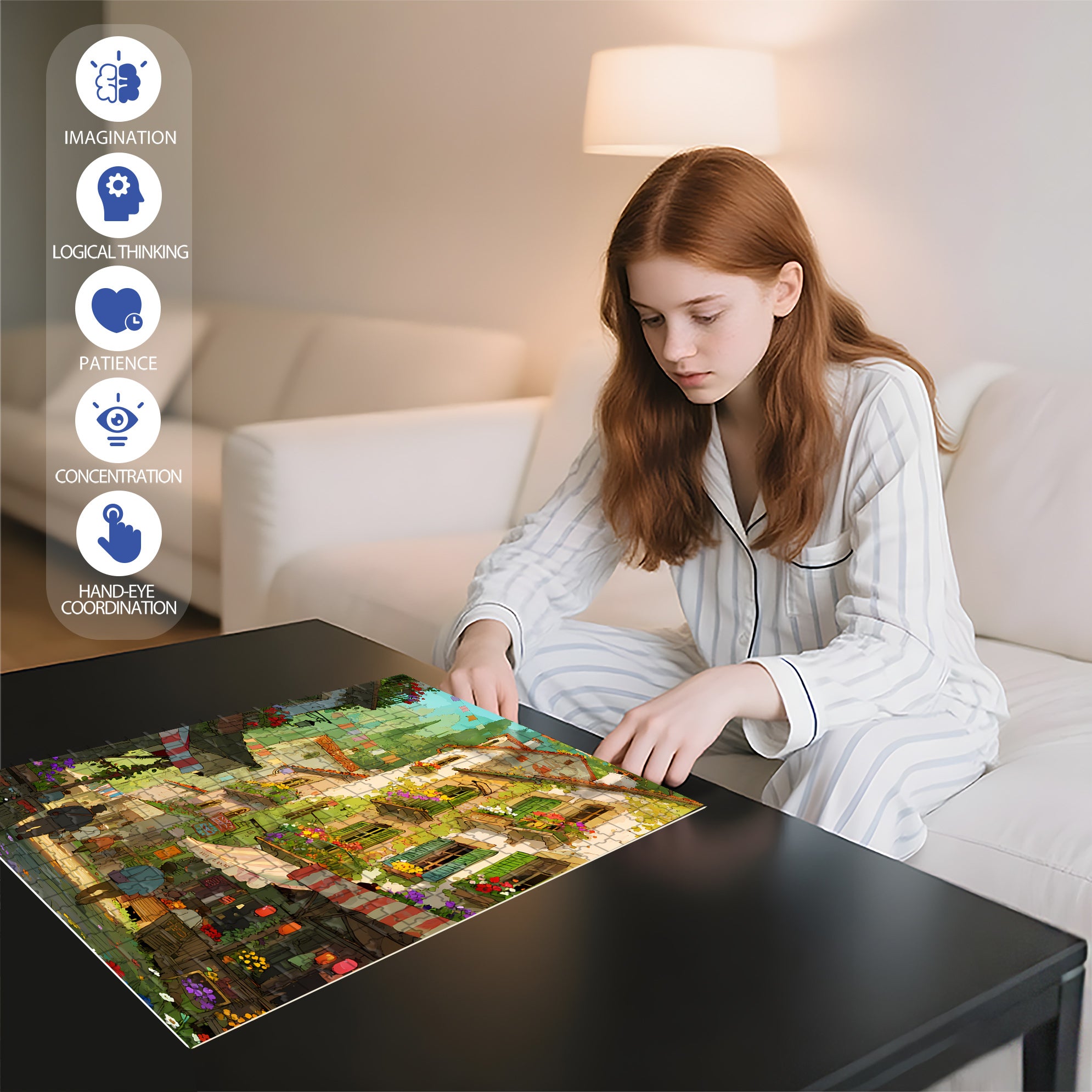 Street 500pcs/1000pcs Jigsaw Puzzle, Scratch-Resistant, Paper Material, Interactive Family Game & Brain-Boosting DIY Decor, Perfect for Halloween, Christmas & New Year Gifts, Family Puzzle Game