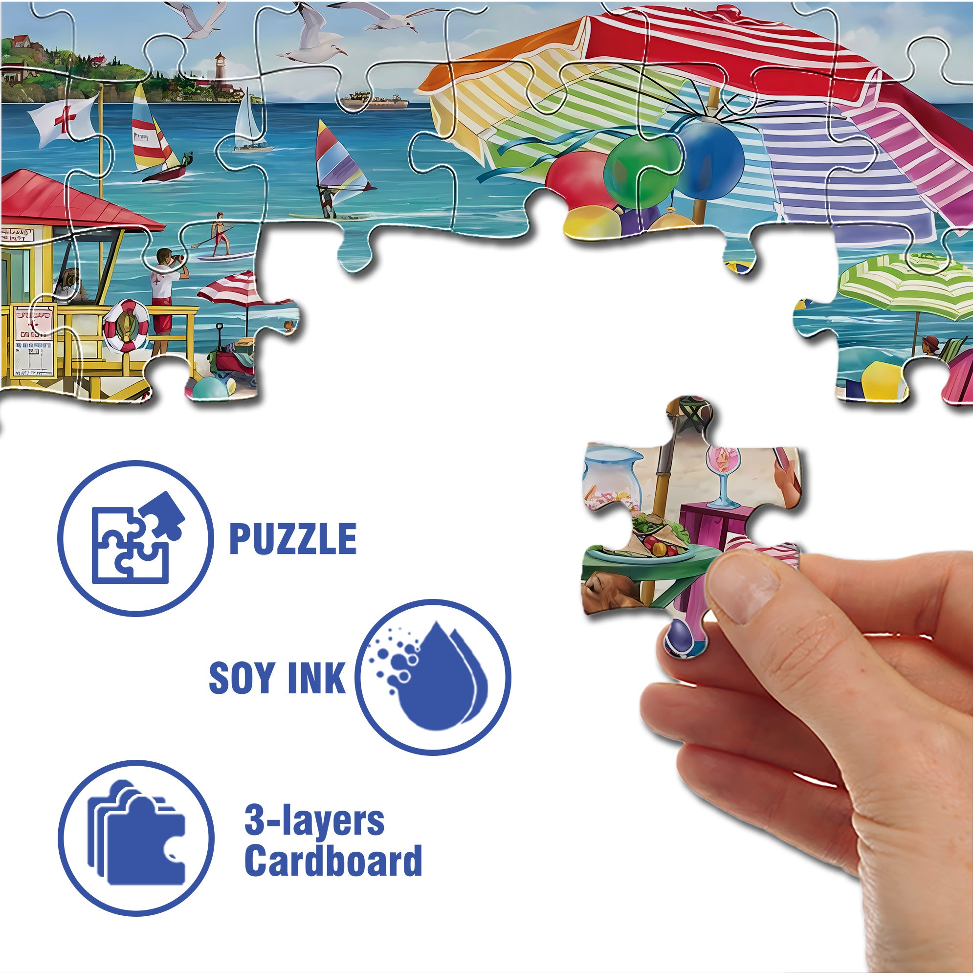 The Beach 500pcs/1000pcs Jigsaw Puzzle, Scratch-Resistant, Paper Material, Interactive Family Game & Brain-Boosting DIY Decor, Perfect for Halloween, Christmas & New Year Gifts, Family Puzzle Game