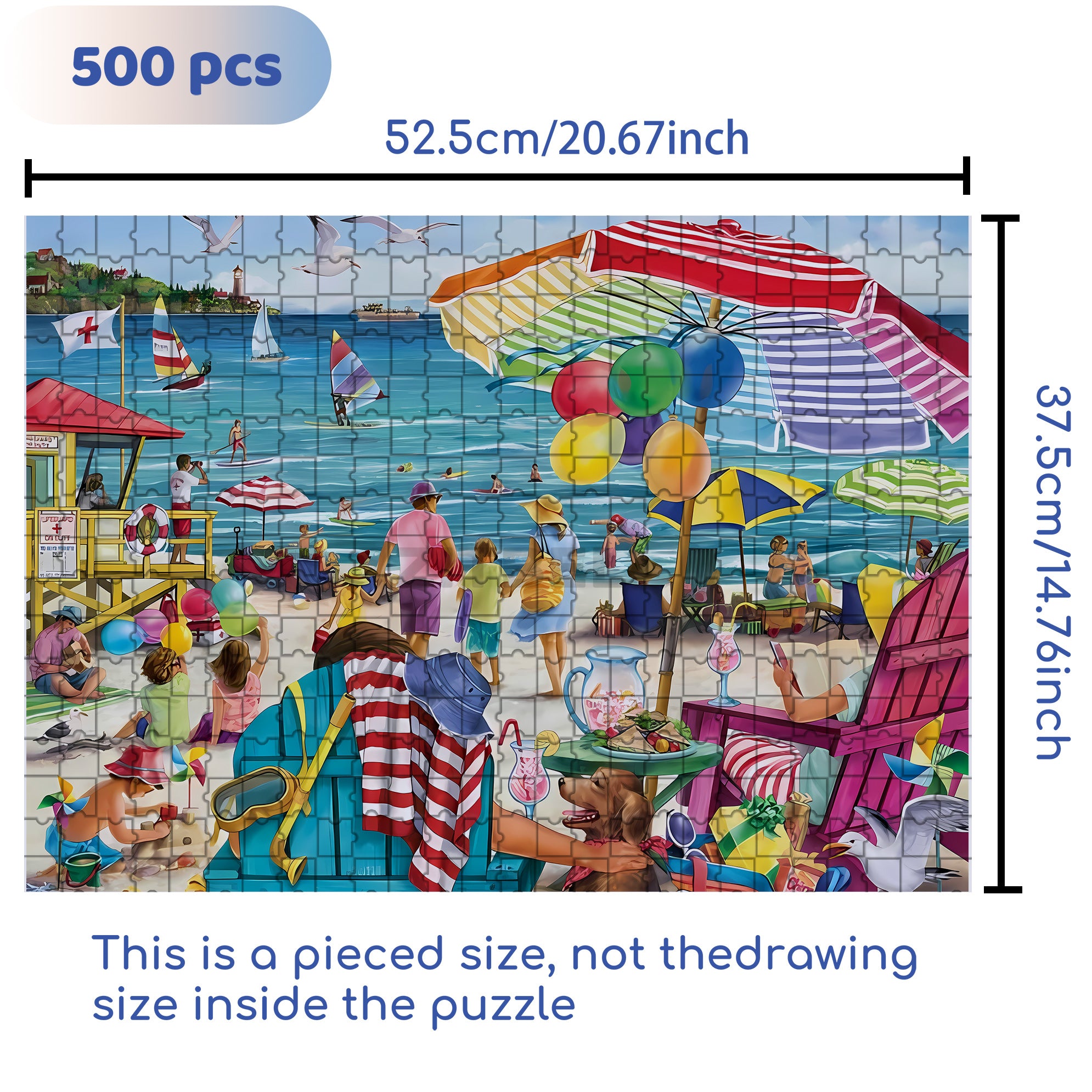 The Beach 500pcs/1000pcs Jigsaw Puzzle, Scratch-Resistant, Paper Material, Interactive Family Game & Brain-Boosting DIY Decor, Perfect for Halloween, Christmas & New Year Gifts, Family Puzzle Game