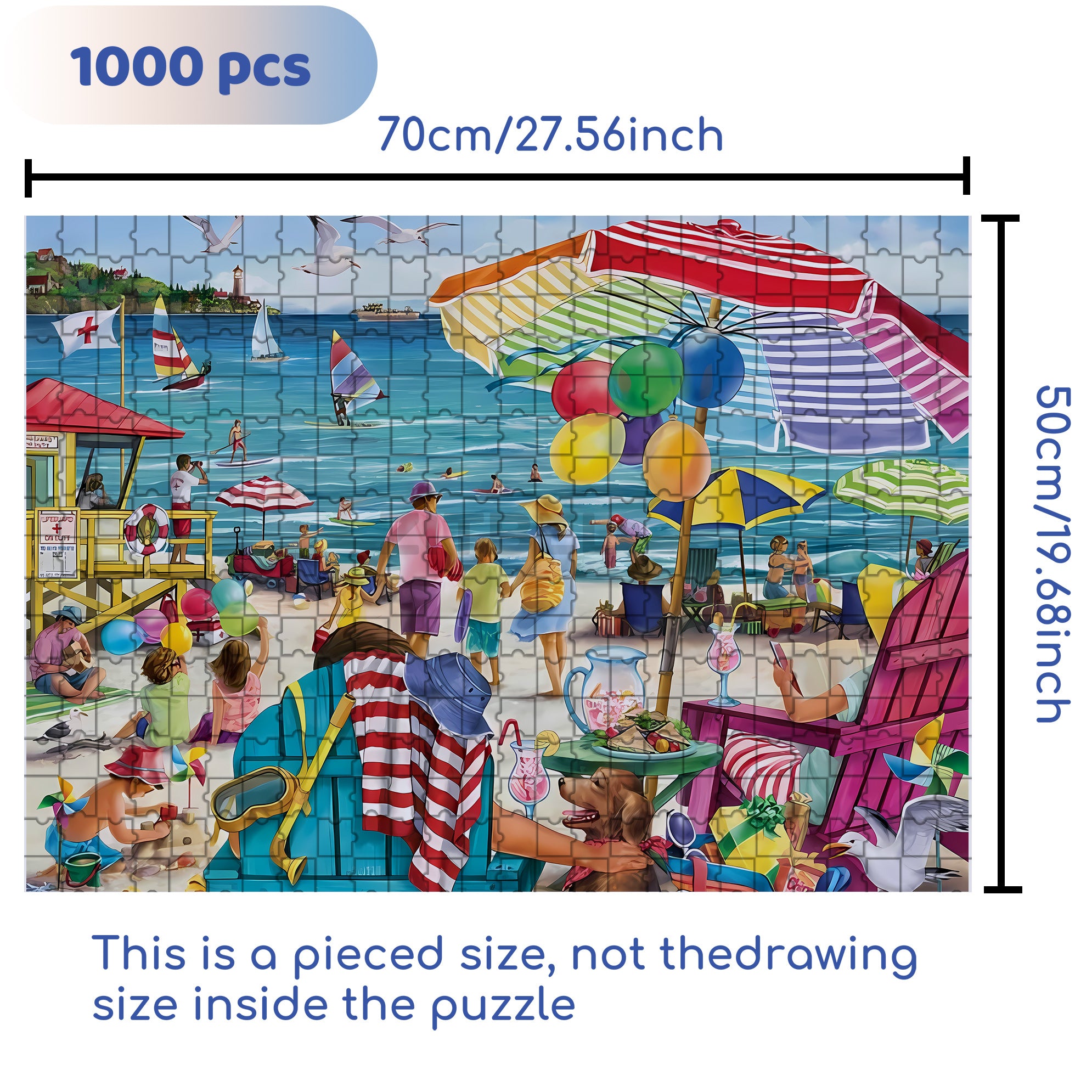 The Beach 500pcs/1000pcs Jigsaw Puzzle, Scratch-Resistant, Paper Material, Interactive Family Game & Brain-Boosting DIY Decor, Perfect for Halloween, Christmas & New Year Gifts, Family Puzzle Game