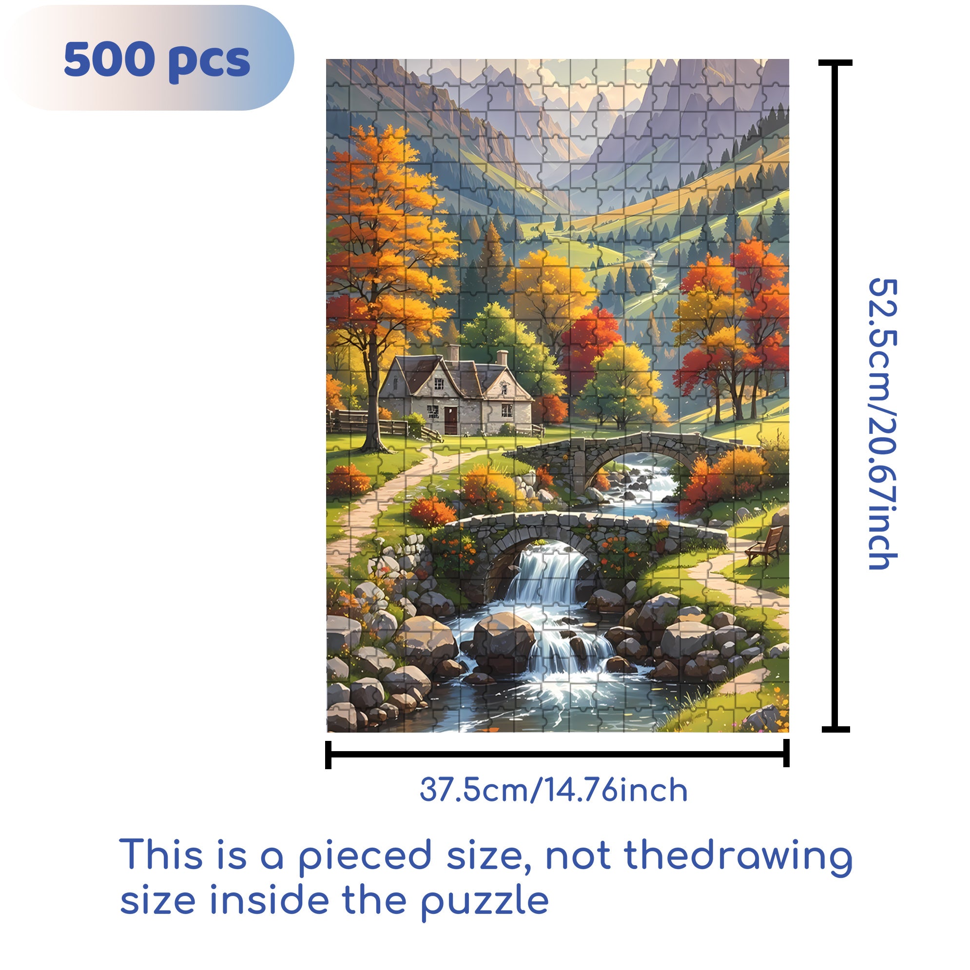 The English Countryside 500pcs/1000pcs Jigsaw Puzzle, Scratch-Resistant, Paper Material, Interactive Family Game & Brain-Boosting DIY Decor, Perfect for Halloween, Christmas & New Year Gifts, Family Puzzle Game