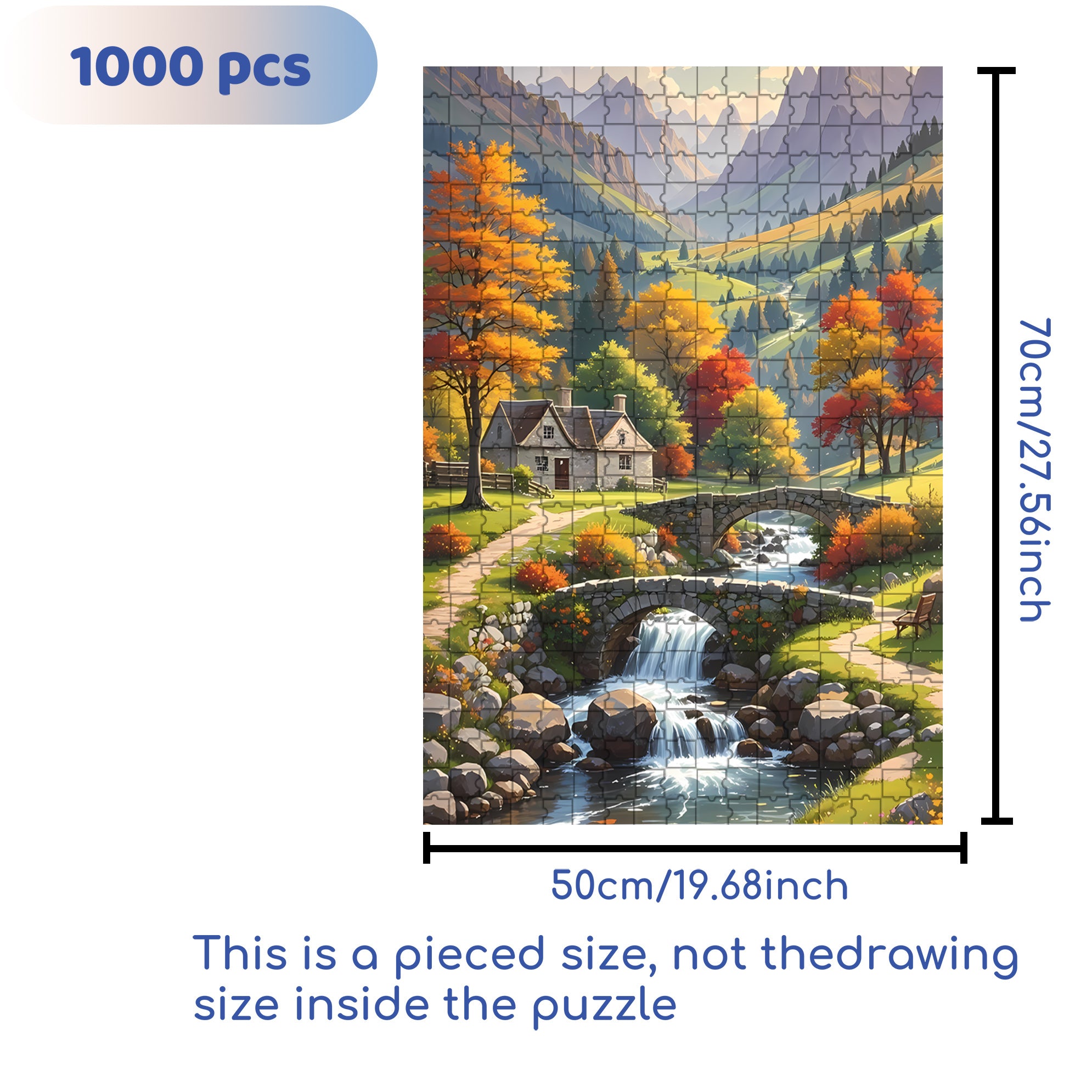 The English Countryside 500pcs/1000pcs Jigsaw Puzzle, Scratch-Resistant, Paper Material, Interactive Family Game & Brain-Boosting DIY Decor, Perfect for Halloween, Christmas & New Year Gifts, Family Puzzle Game
