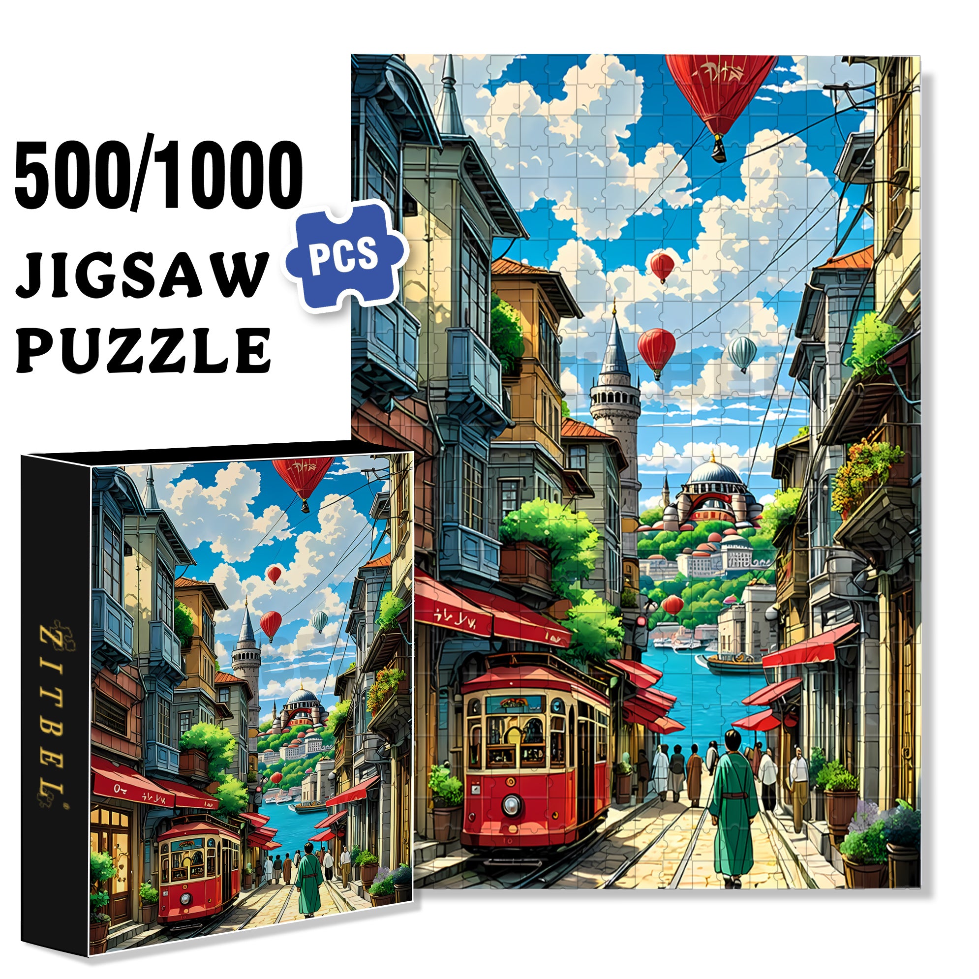 Tramway 500pcs/1000pcs Jigsaw Puzzle, Scratch-Resistant, Paper Material, Interactive Family Game & Brain-Boosting DIY Decor, Perfect for Halloween, Christmas & New Year Gifts, Family Puzzle Game
