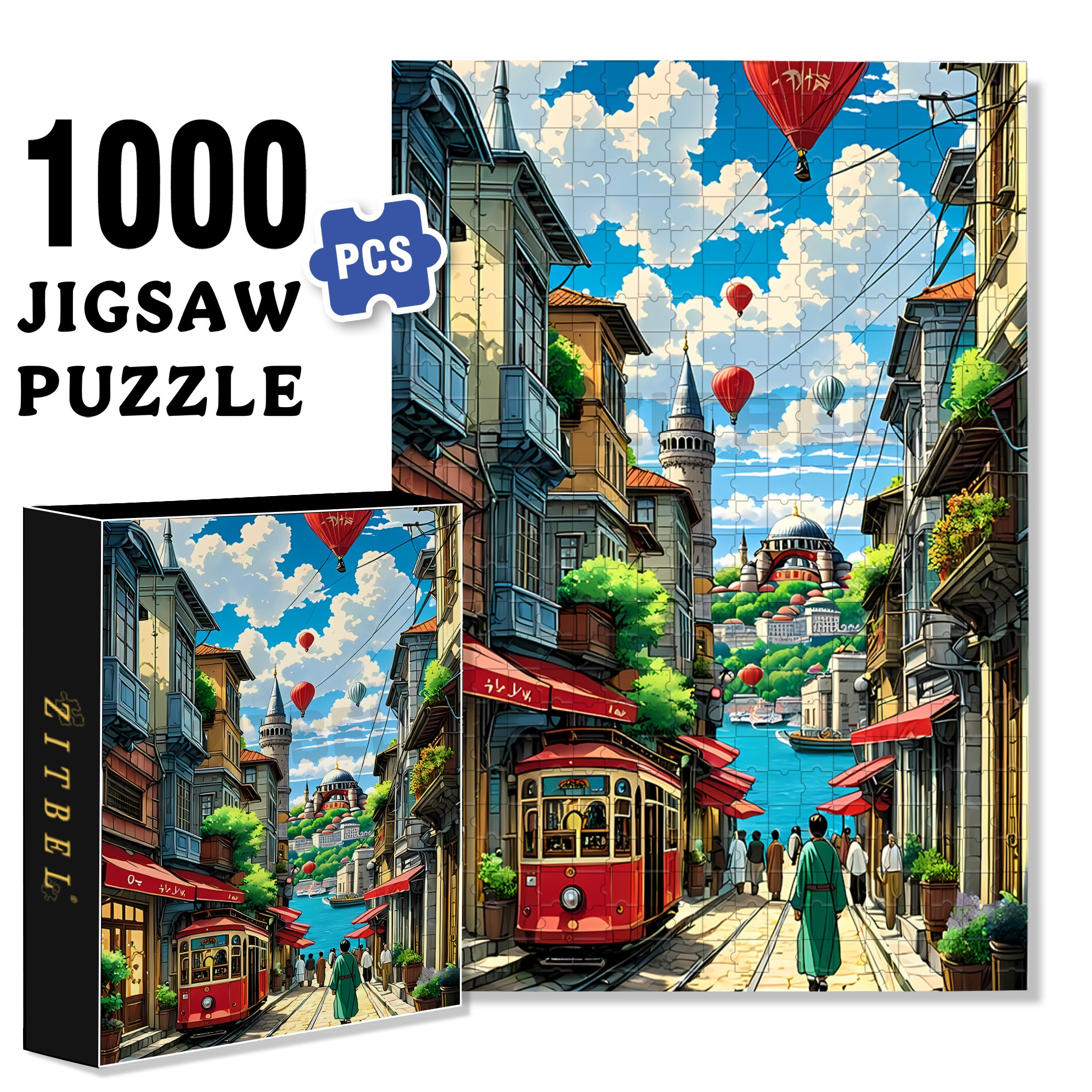 Tramway 500pcs/1000pcs Jigsaw Puzzle, Scratch-Resistant, Paper Material, Interactive Family Game & Brain-Boosting DIY Decor, Perfect for Halloween, Christmas & New Year Gifts, Family Puzzle Game