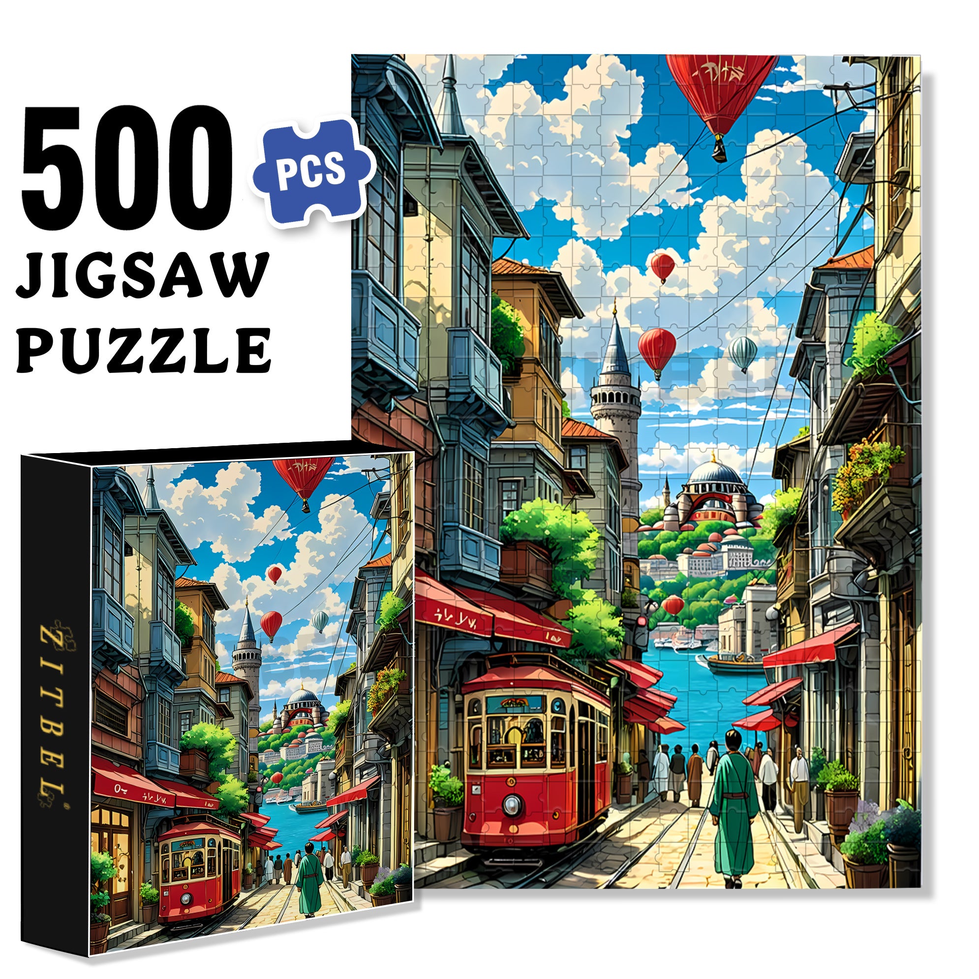Tramway 500pcs/1000pcs Jigsaw Puzzle, Scratch-Resistant, Paper Material, Interactive Family Game & Brain-Boosting DIY Decor, Perfect for Halloween, Christmas & New Year Gifts, Family Puzzle Game