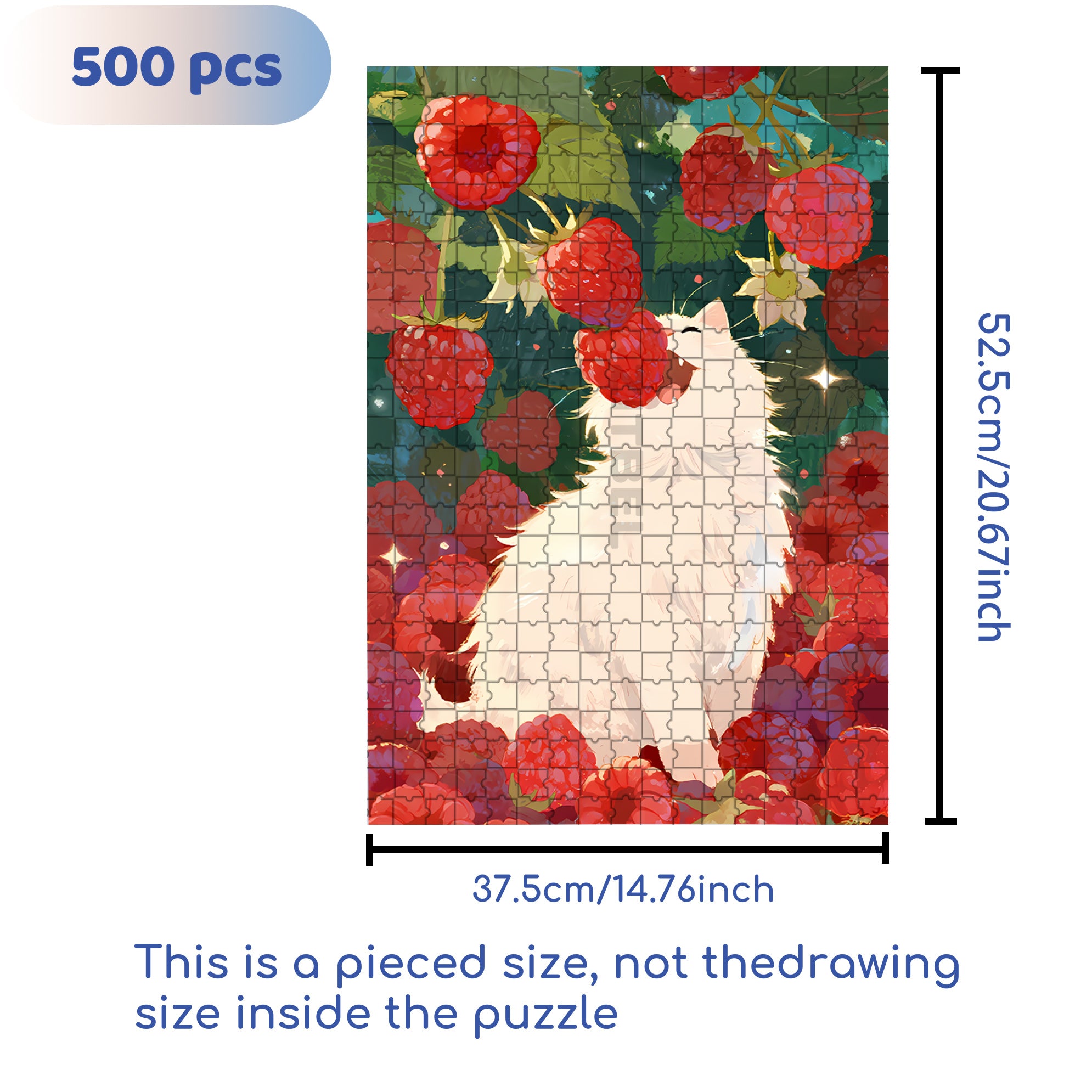 Wild Berries And Cat 500pcs/1000pcs Jigsaw Puzzle, Scratch-Resistant, Paper Material, Interactive Family Game & Brain-Boosting DIY Decor, Perfect for Halloween, Christmas & New Year Gifts, Family Puzzle Game