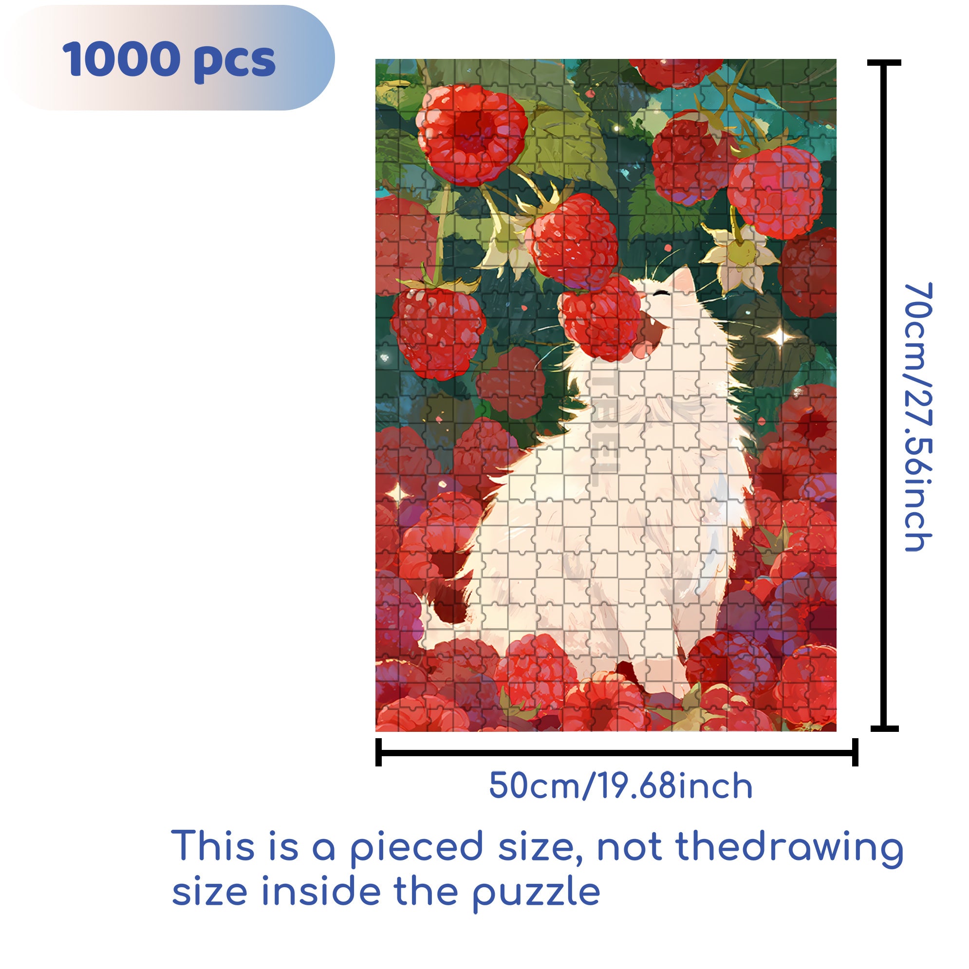 Wild Berries And Cat 500pcs/1000pcs Jigsaw Puzzle, Scratch-Resistant, Paper Material, Interactive Family Game & Brain-Boosting DIY Decor, Perfect for Halloween, Christmas & New Year Gifts, Family Puzzle Game
