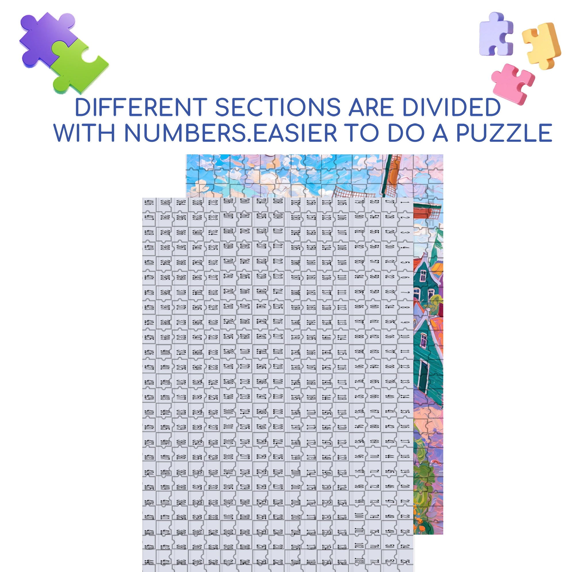 Windmill 500pcs/1000pcs Jigsaw Puzzle, Scratch-Resistant, Paper Material, Interactive Family Game & Brain-Boosting DIY Decor, Perfect for Halloween, Christmas & New Year Gifts, Family Puzzle Game