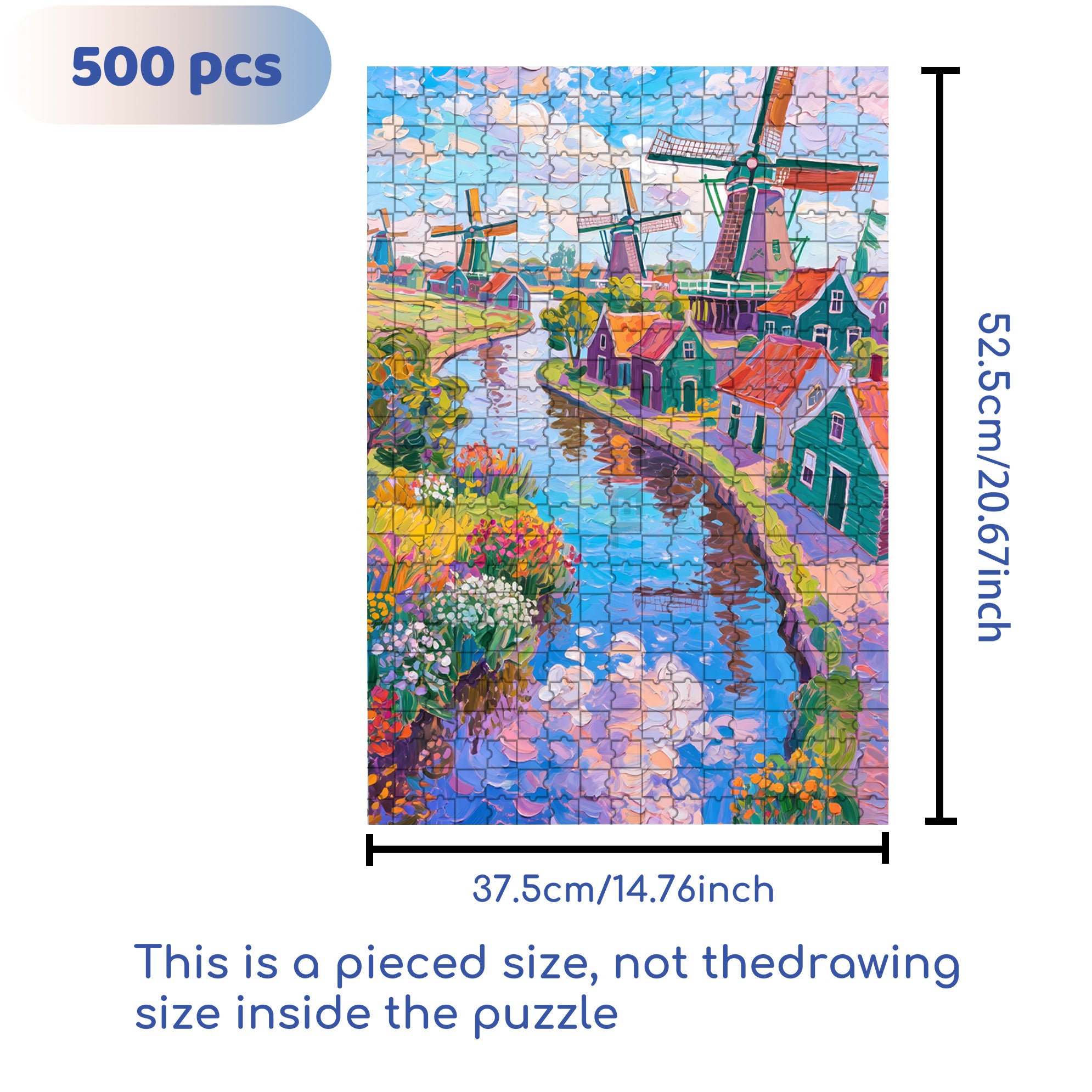 Windmill 500pcs/1000pcs Jigsaw Puzzle, Scratch-Resistant, Paper Material, Interactive Family Game & Brain-Boosting DIY Decor, Perfect for Halloween, Christmas & New Year Gifts, Family Puzzle Game