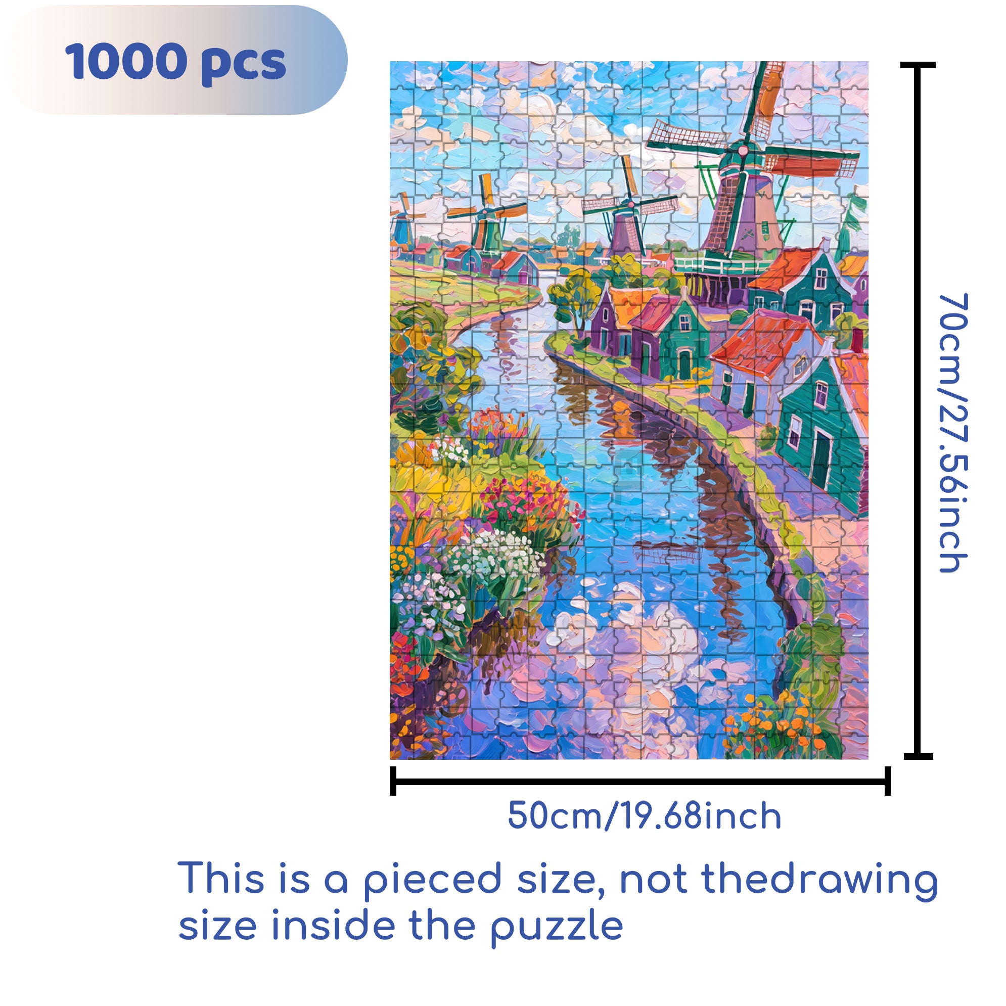 Windmill 500pcs/1000pcs Jigsaw Puzzle, Scratch-Resistant, Paper Material, Interactive Family Game & Brain-Boosting DIY Decor, Perfect for Halloween, Christmas & New Year Gifts, Family Puzzle Game