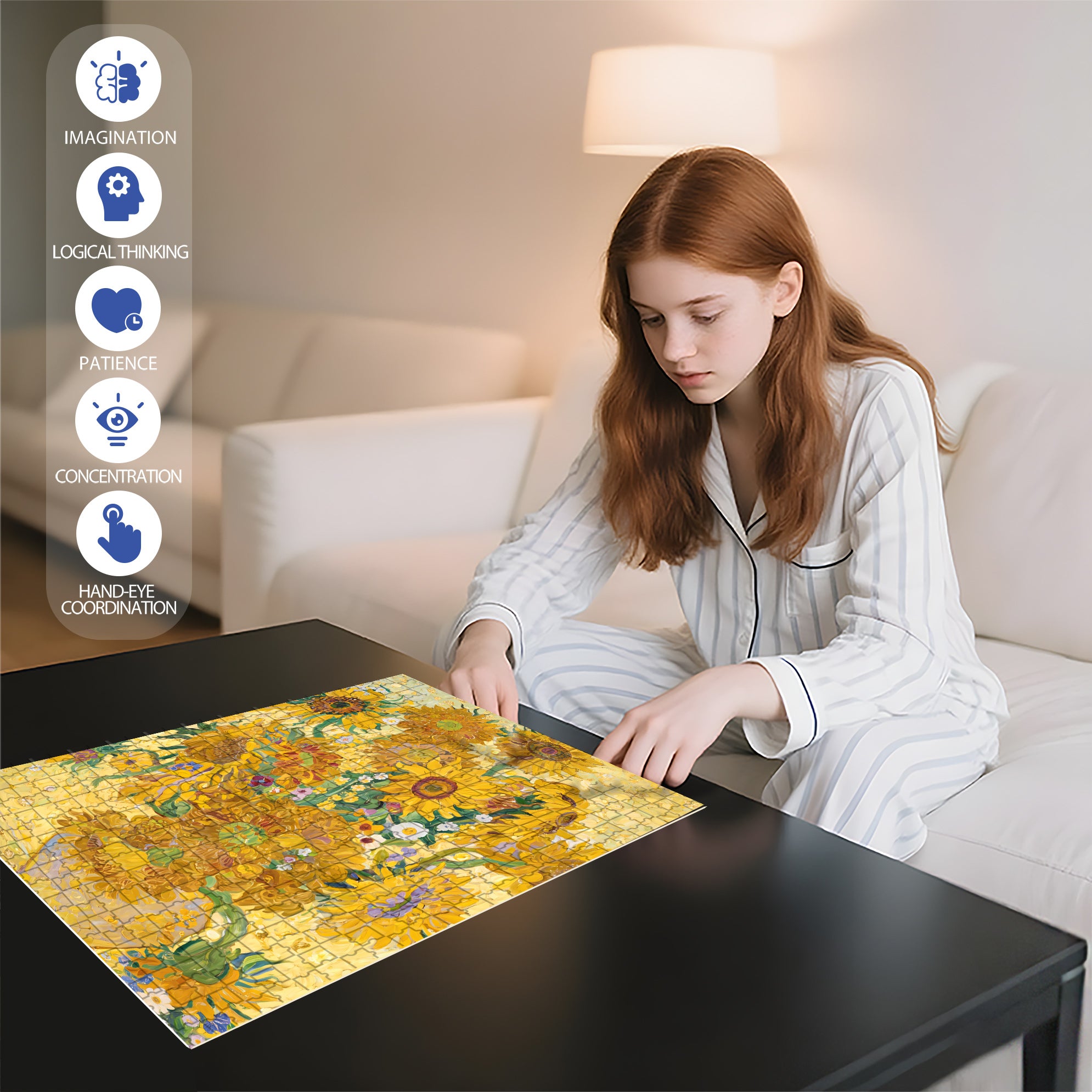 A Bouquet Of Sunflowers 500pcs/1000pcs Jigsaw Puzzle, Scratch-Resistant, Interactive Family Game & Brain-Boosting DIY Decor, Perfect for Halloween, Christmas & New Year Gifts, Family Puzzle Game