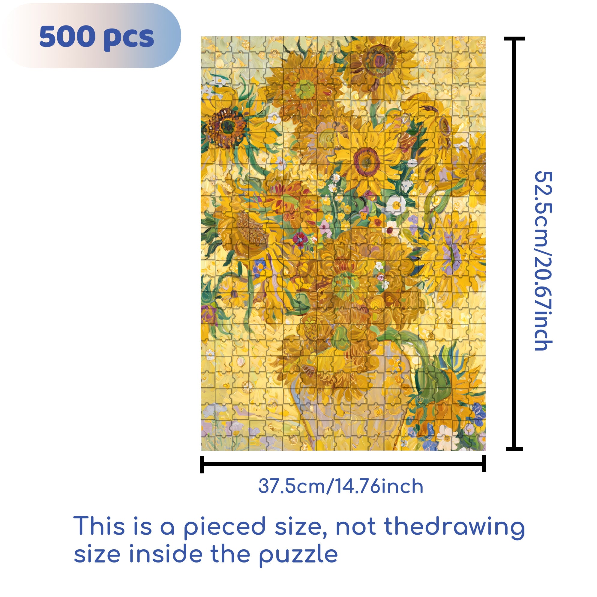 A Bouquet Of Sunflowers 500pcs/1000pcs Jigsaw Puzzle, Scratch-Resistant, Interactive Family Game & Brain-Boosting DIY Decor, Perfect for Halloween, Christmas & New Year Gifts, Family Puzzle Game
