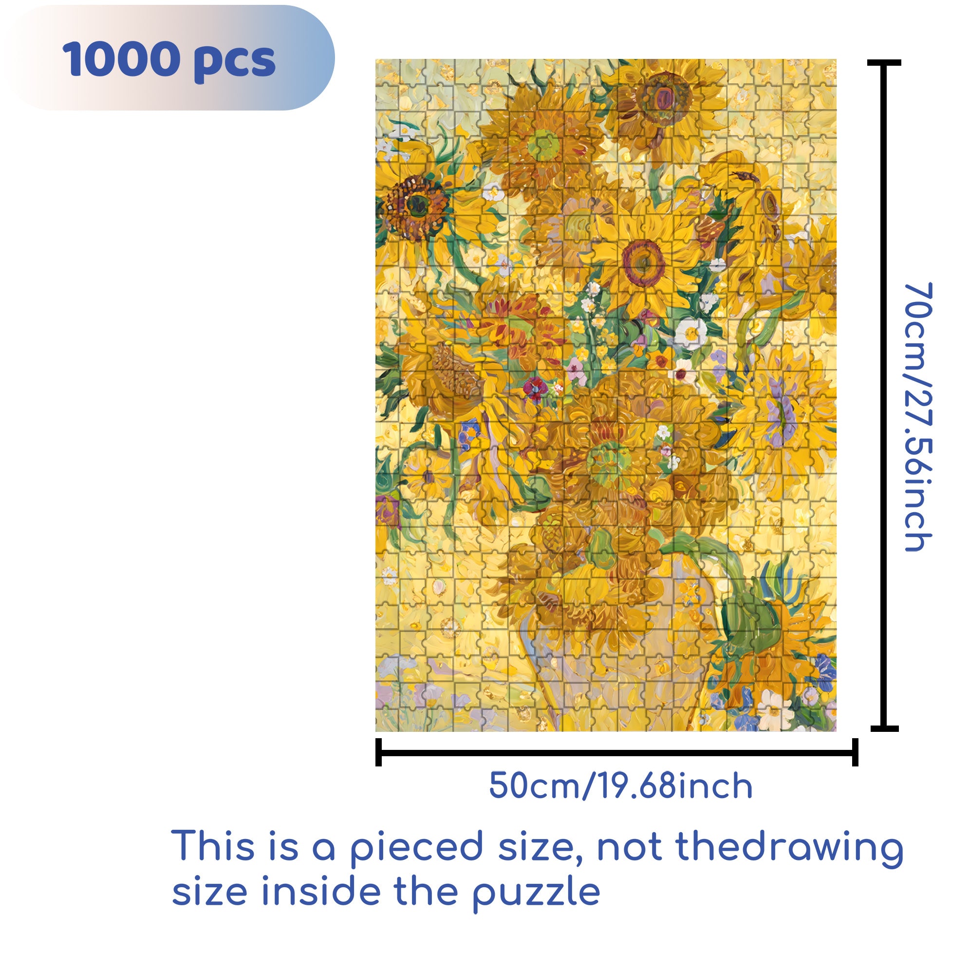 A Bouquet Of Sunflowers 500pcs/1000pcs Jigsaw Puzzle, Scratch-Resistant, Interactive Family Game & Brain-Boosting DIY Decor, Perfect for Halloween, Christmas & New Year Gifts, Family Puzzle Game