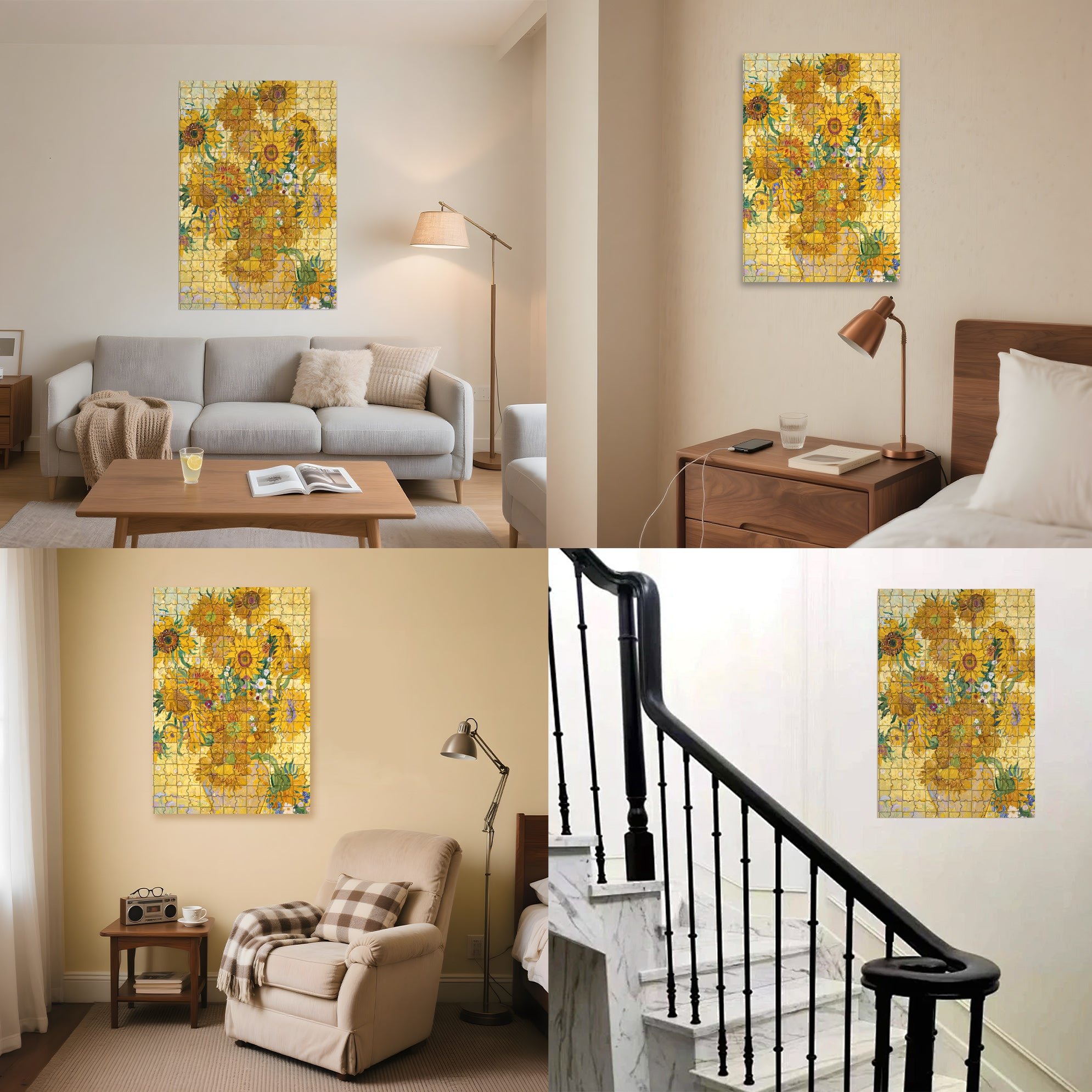 A Bouquet Of Sunflowers 500pcs/1000pcs Jigsaw Puzzle, Scratch-Resistant, Interactive Family Game & Brain-Boosting DIY Decor, Perfect for Halloween, Christmas & New Year Gifts, Family Puzzle Game