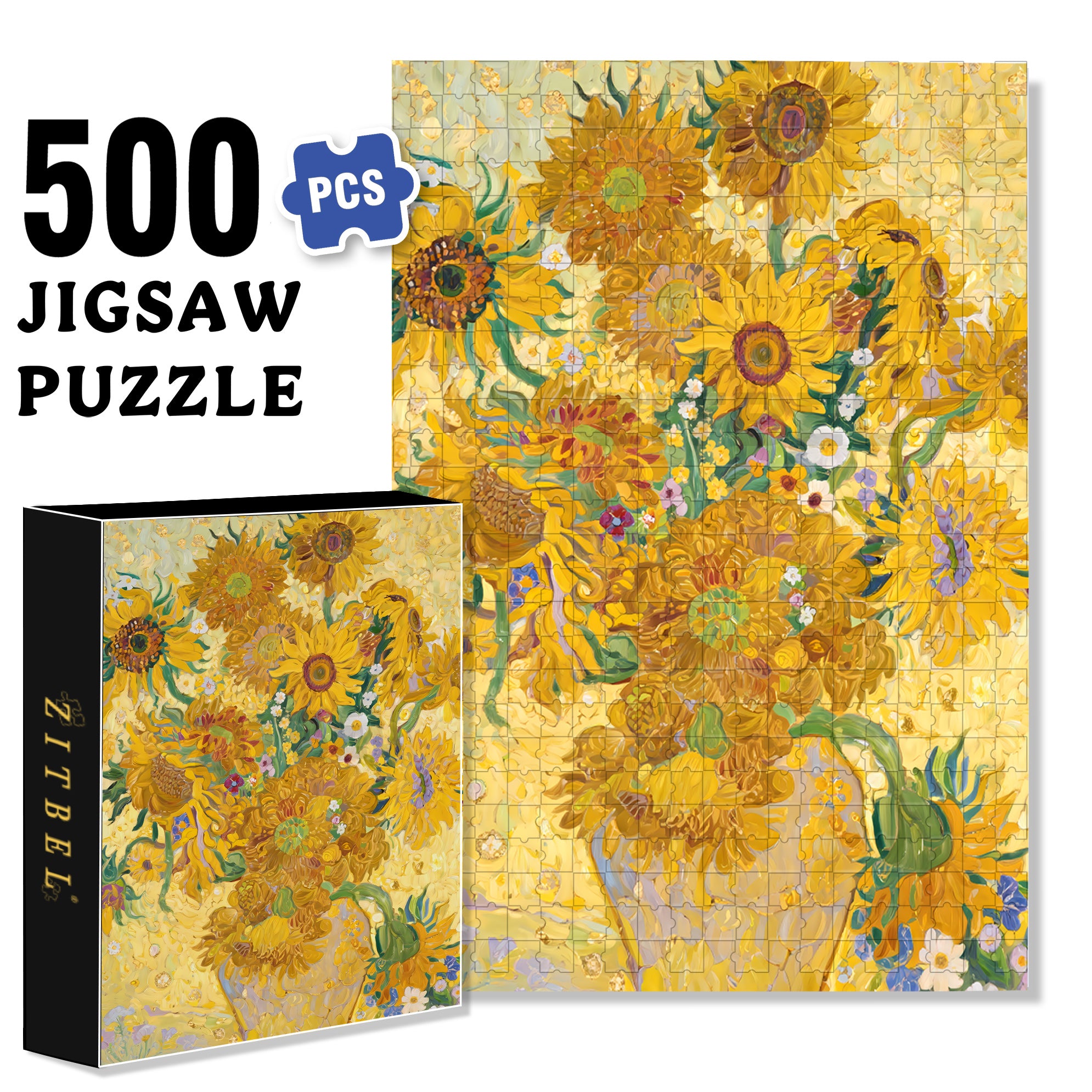 A Bouquet Of Sunflowers 500pcs/1000pcs Jigsaw Puzzle, Scratch-Resistant, Interactive Family Game & Brain-Boosting DIY Decor, Perfect for Halloween, Christmas & New Year Gifts, Family Puzzle Game