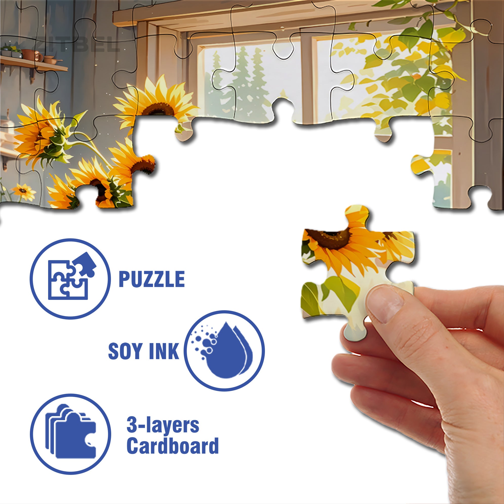 A Bouquet Of Sunflowers2 500pcs/1000pcs Jigsaw Puzzle, Scratch-Resistant, Interactive Family Game & Brain-Boosting DIY Decor, Perfect for Halloween, Christmas & New Year Gifts, Family Puzzle Game