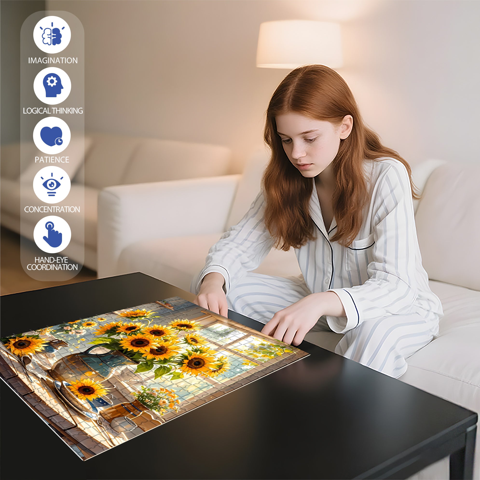 A Bouquet Of Sunflowers2 500pcs/1000pcs Jigsaw Puzzle, Scratch-Resistant, Interactive Family Game & Brain-Boosting DIY Decor, Perfect for Halloween, Christmas & New Year Gifts, Family Puzzle Game