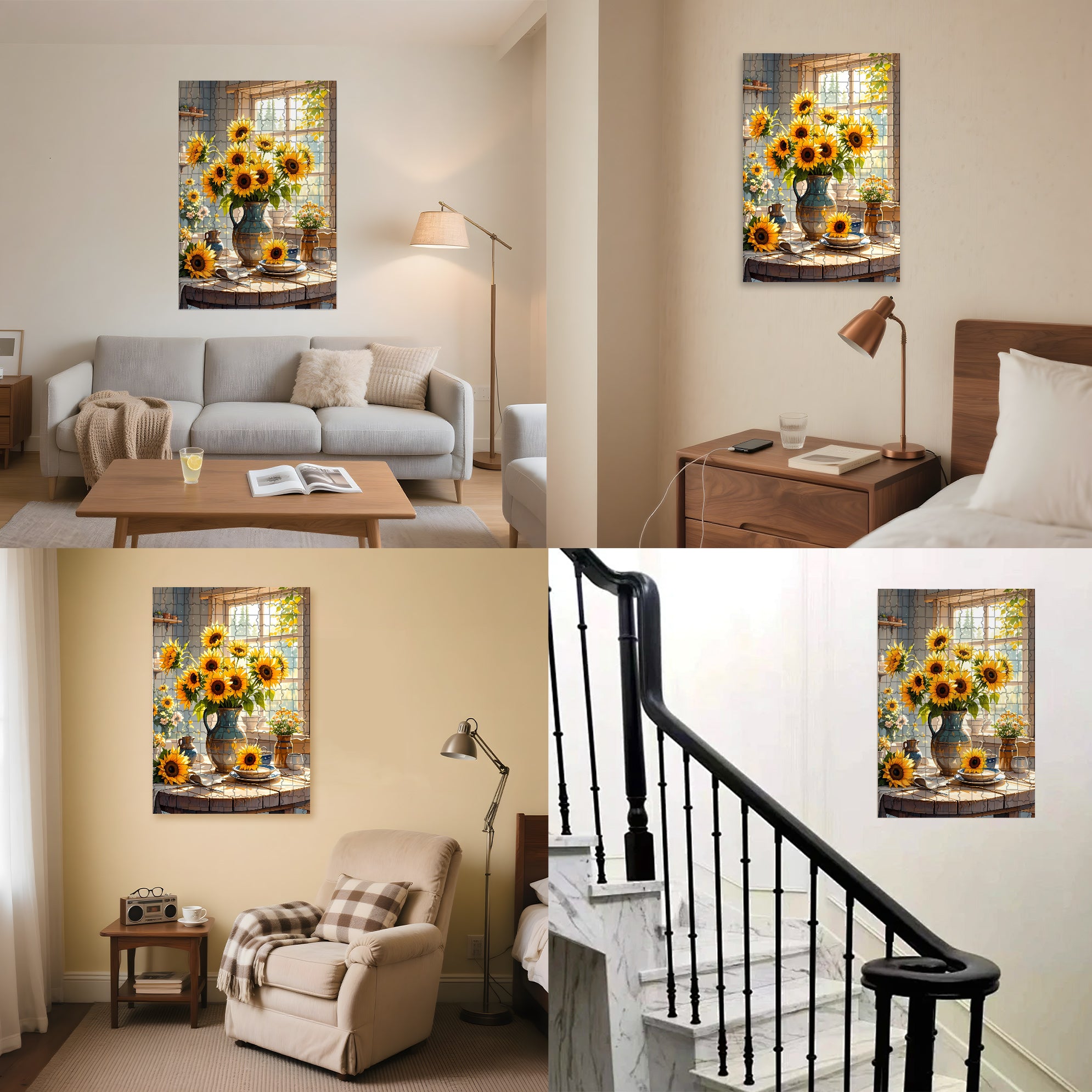A Bouquet Of Sunflowers2 500pcs/1000pcs Jigsaw Puzzle, Scratch-Resistant, Interactive Family Game & Brain-Boosting DIY Decor, Perfect for Halloween, Christmas & New Year Gifts, Family Puzzle Game