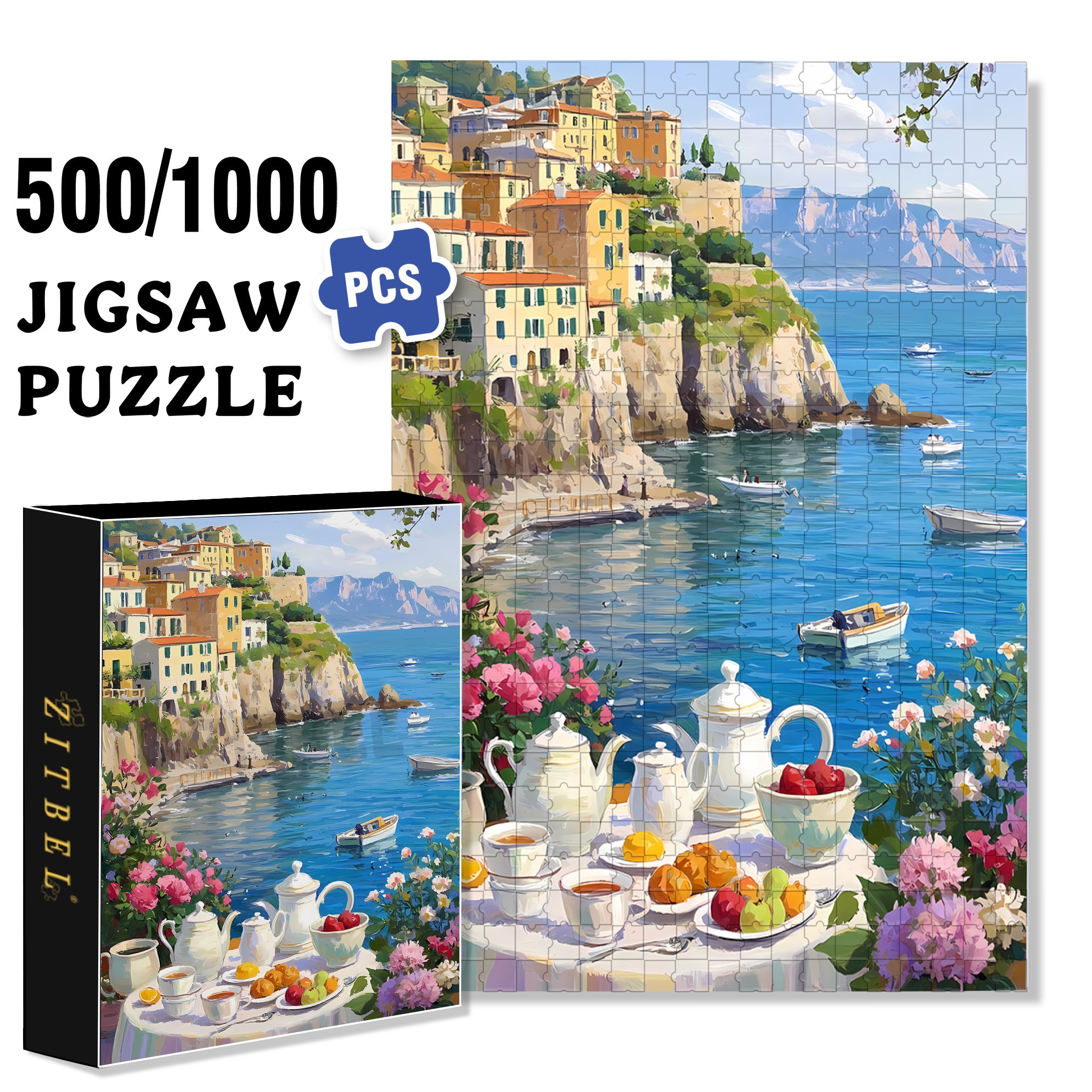 Breakfast 500pcs/1000pcs Jigsaw Puzzle, Scratch-Resistant, Interactive Family Game & Brain-Boosting DIY Decor, Perfect for Halloween, Christmas & New Year Gifts, Family Puzzle Game