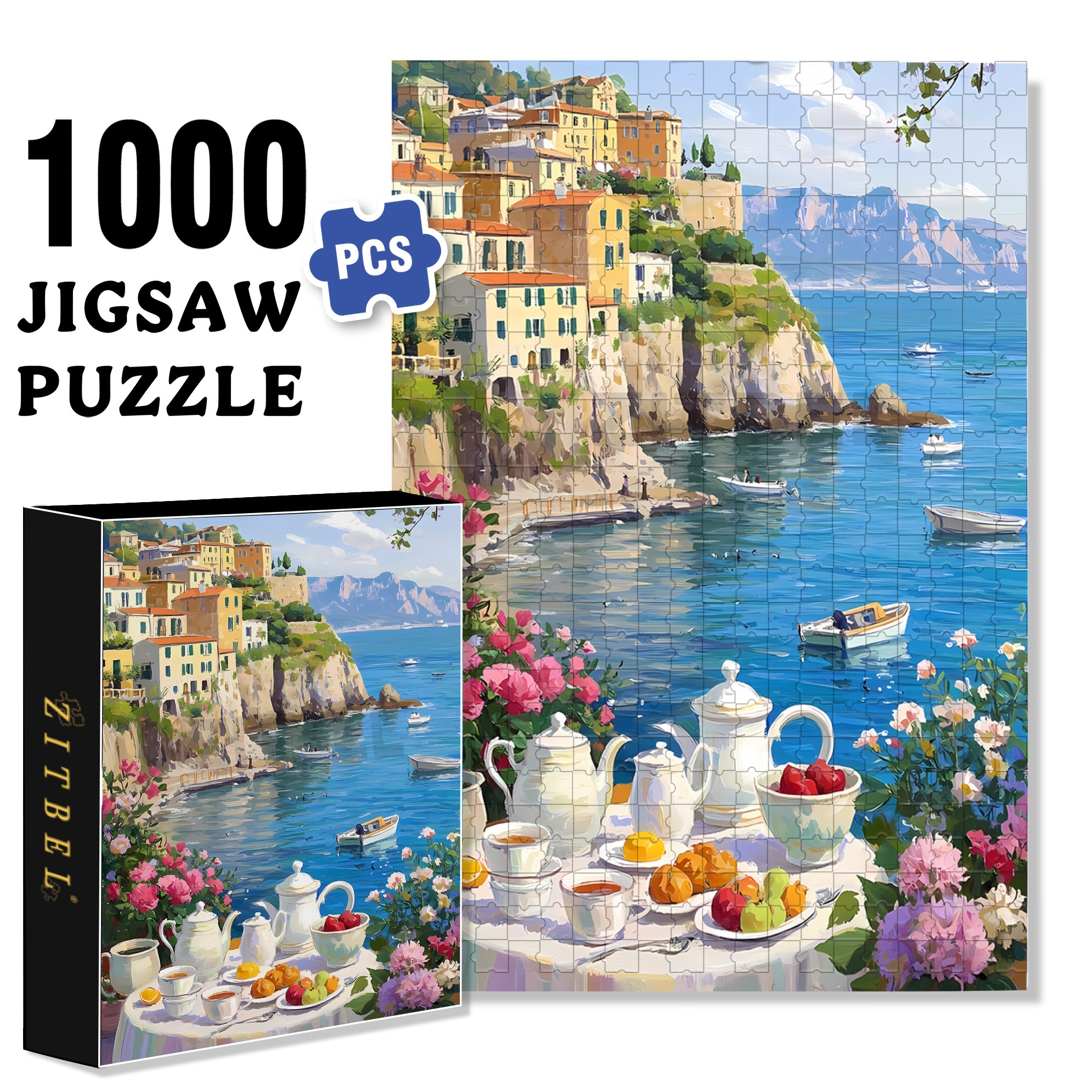 Breakfast 500pcs/1000pcs Jigsaw Puzzle, Scratch-Resistant, Interactive Family Game & Brain-Boosting DIY Decor, Perfect for Halloween, Christmas & New Year Gifts, Family Puzzle Game