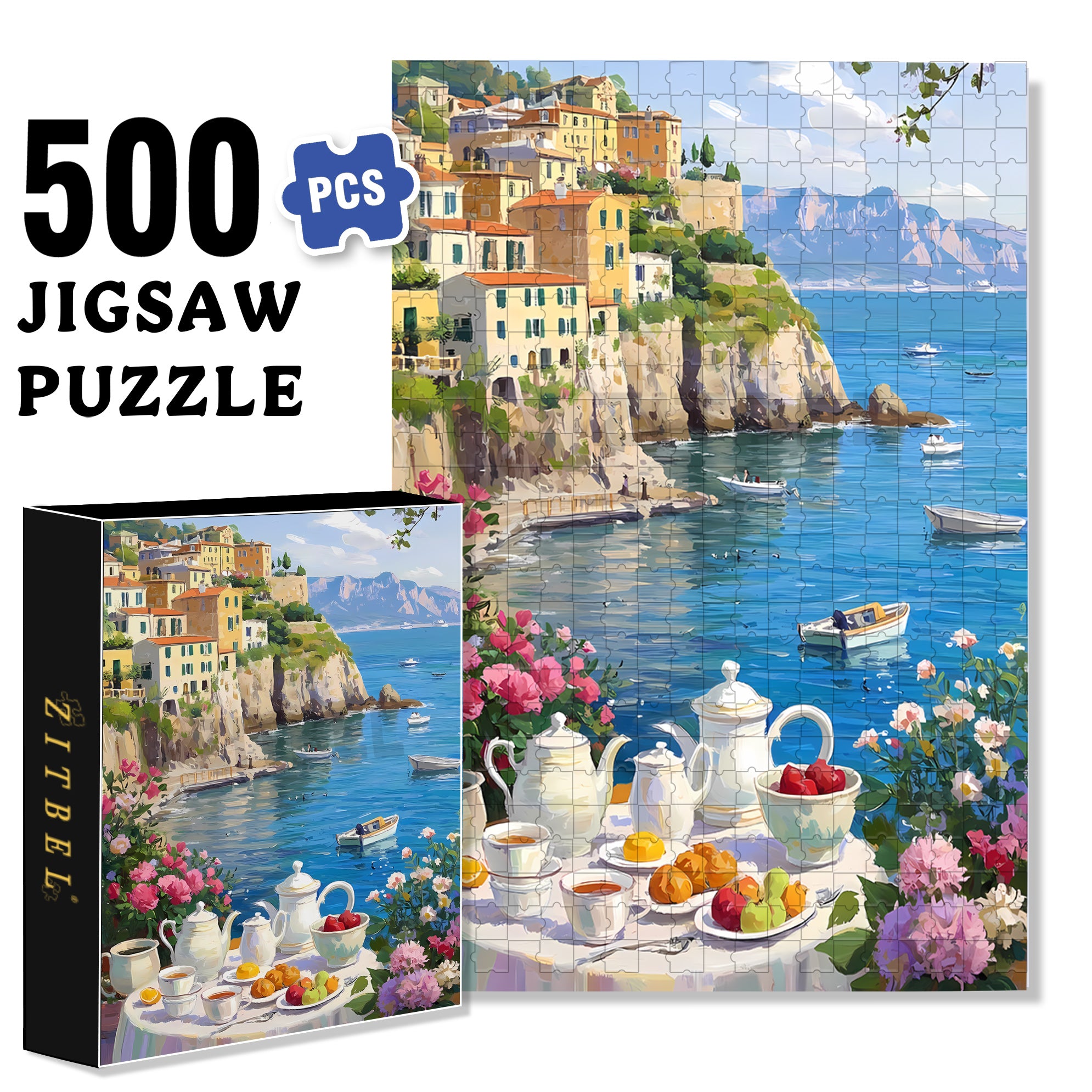 Breakfast 500pcs/1000pcs Jigsaw Puzzle, Scratch-Resistant, Interactive Family Game & Brain-Boosting DIY Decor, Perfect for Halloween, Christmas & New Year Gifts, Family Puzzle Game