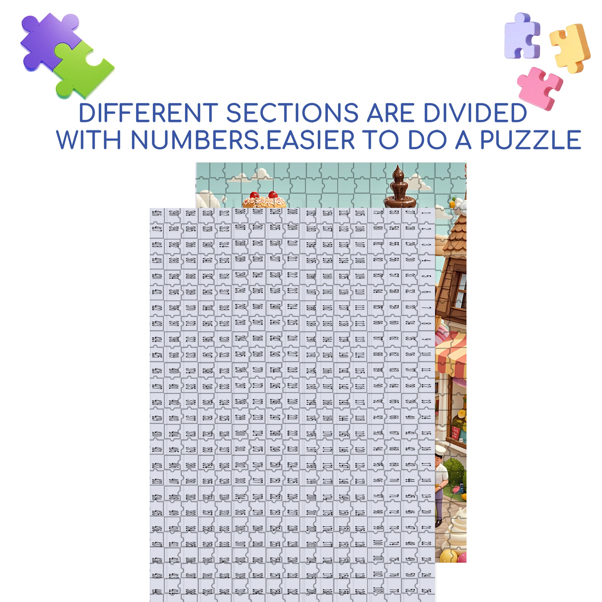 Candy City 500pcs/1000pcs Jigsaw Puzzle, Scratch-Resistant, Interactive Family Game & Brain-Boosting DIY Decor, Perfect for Halloween, Christmas & New Year Gifts, Family Puzzle Game