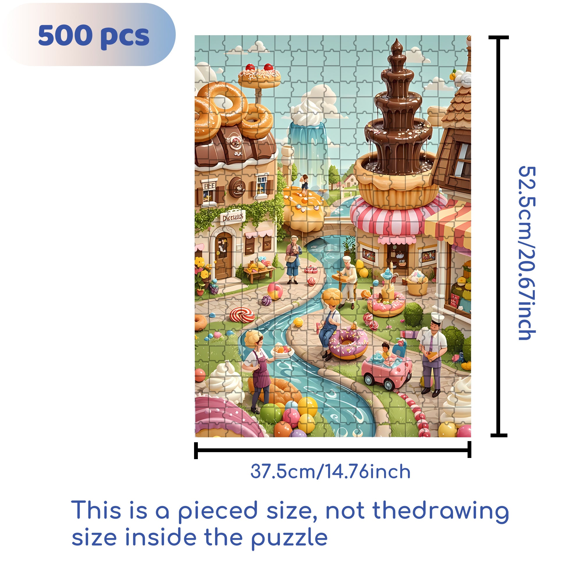 Candy City 500pcs/1000pcs Jigsaw Puzzle, Scratch-Resistant, Interactive Family Game & Brain-Boosting DIY Decor, Perfect for Halloween, Christmas & New Year Gifts, Family Puzzle Game