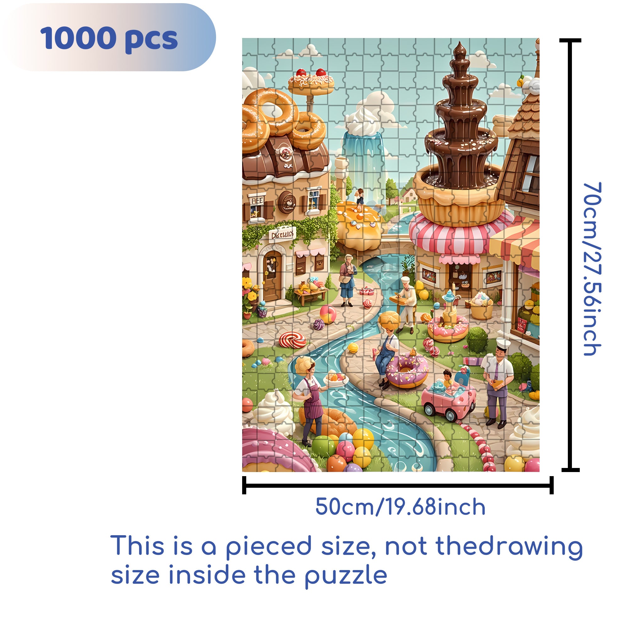 Candy City 500pcs/1000pcs Jigsaw Puzzle, Scratch-Resistant, Interactive Family Game & Brain-Boosting DIY Decor, Perfect for Halloween, Christmas & New Year Gifts, Family Puzzle Game