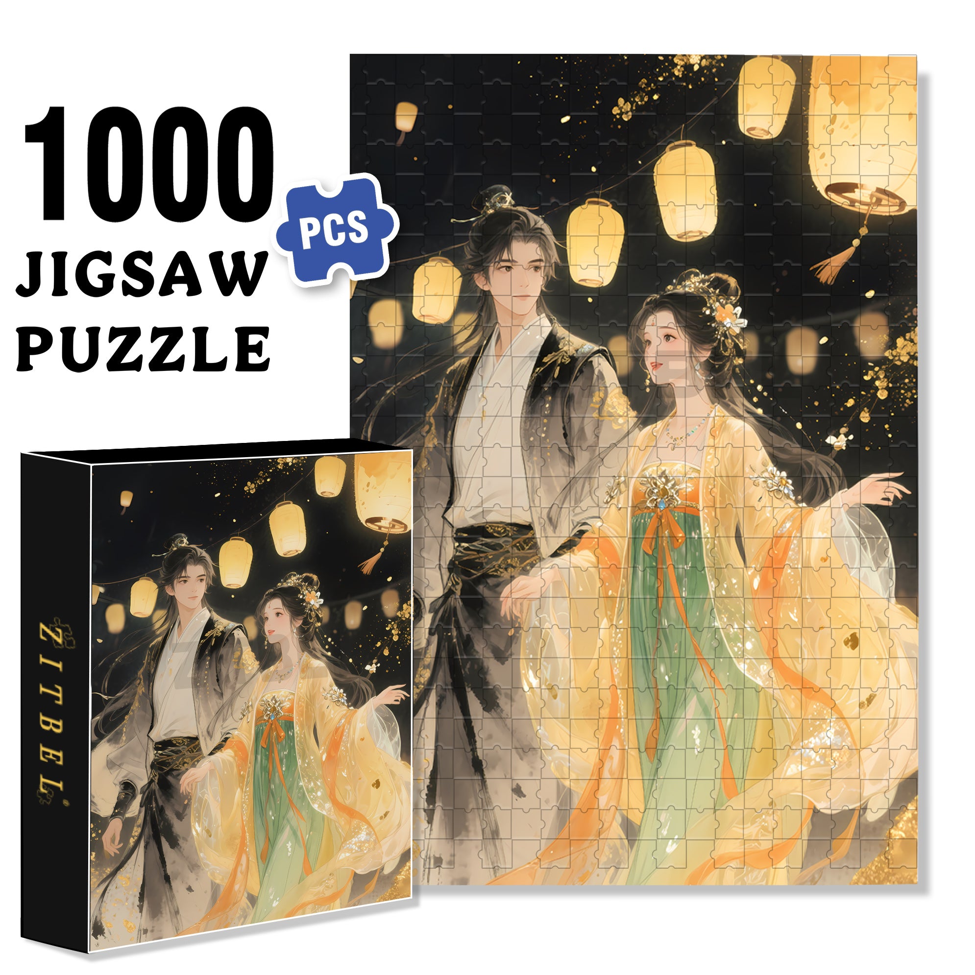 Chinese Valentine's Day 500pcs/1000pcs Jigsaw Puzzle, Scratch-Resistant, Interactive Family Game & Brain-Boosting DIY Decor, Perfect for Halloween, Christmas & New Year Gifts, Family Puzzle Game