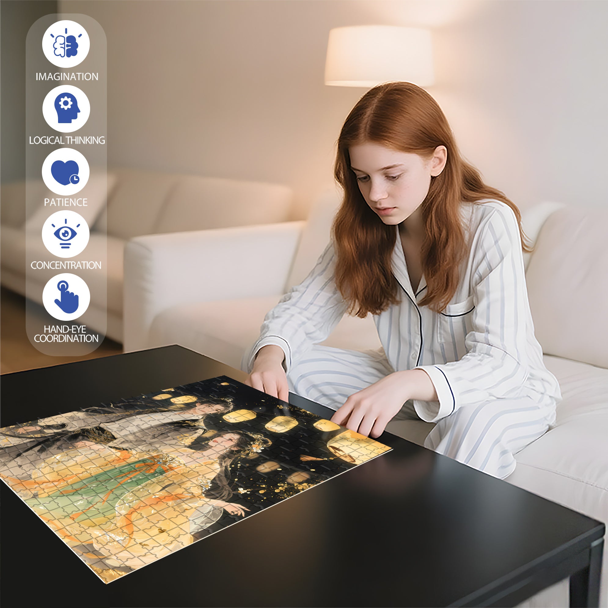 Chinese Valentine's Day 500pcs/1000pcs Jigsaw Puzzle, Scratch-Resistant, Interactive Family Game & Brain-Boosting DIY Decor, Perfect for Halloween, Christmas & New Year Gifts, Family Puzzle Game