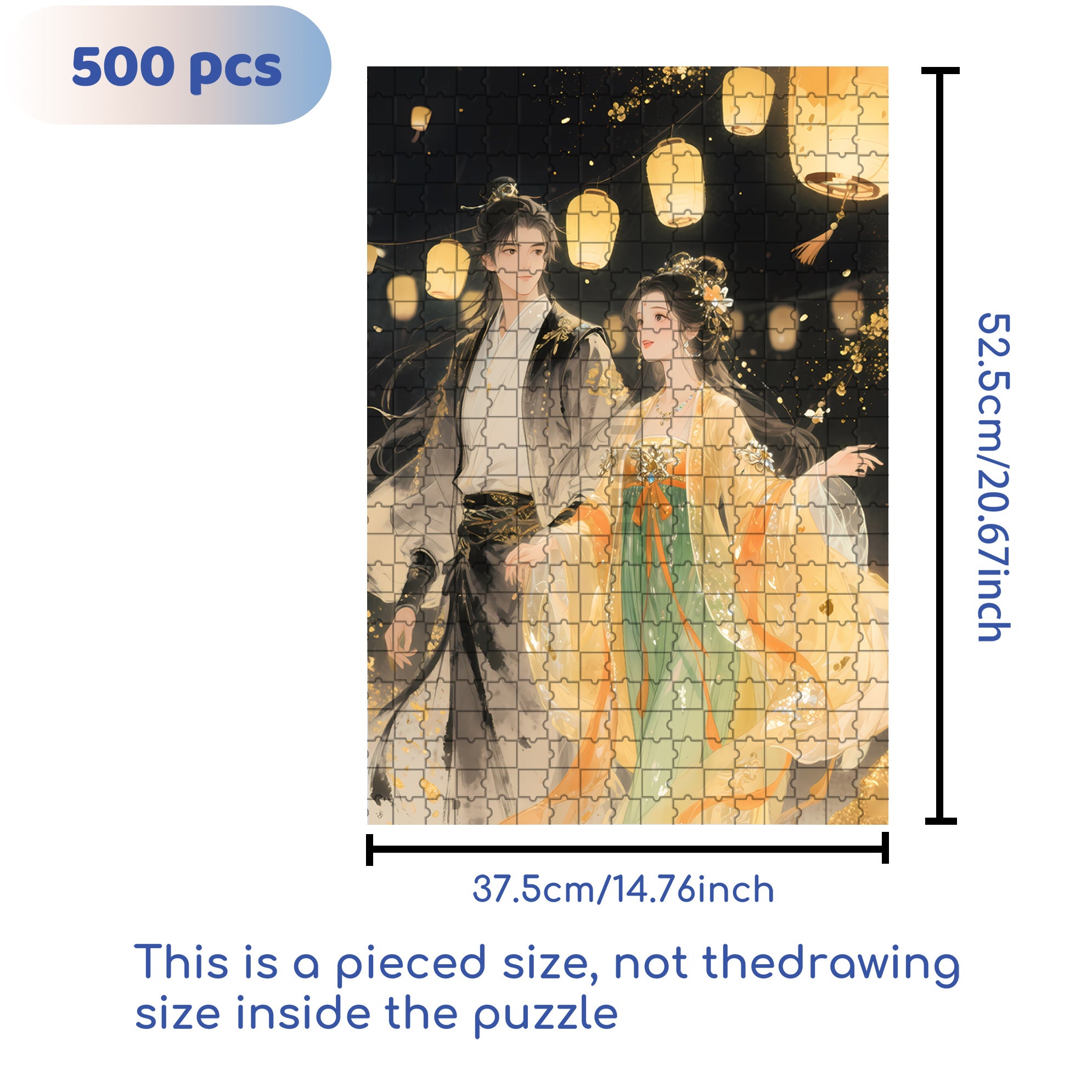 Chinese Valentine's Day 500pcs/1000pcs Jigsaw Puzzle, Scratch-Resistant, Interactive Family Game & Brain-Boosting DIY Decor, Perfect for Halloween, Christmas & New Year Gifts, Family Puzzle Game