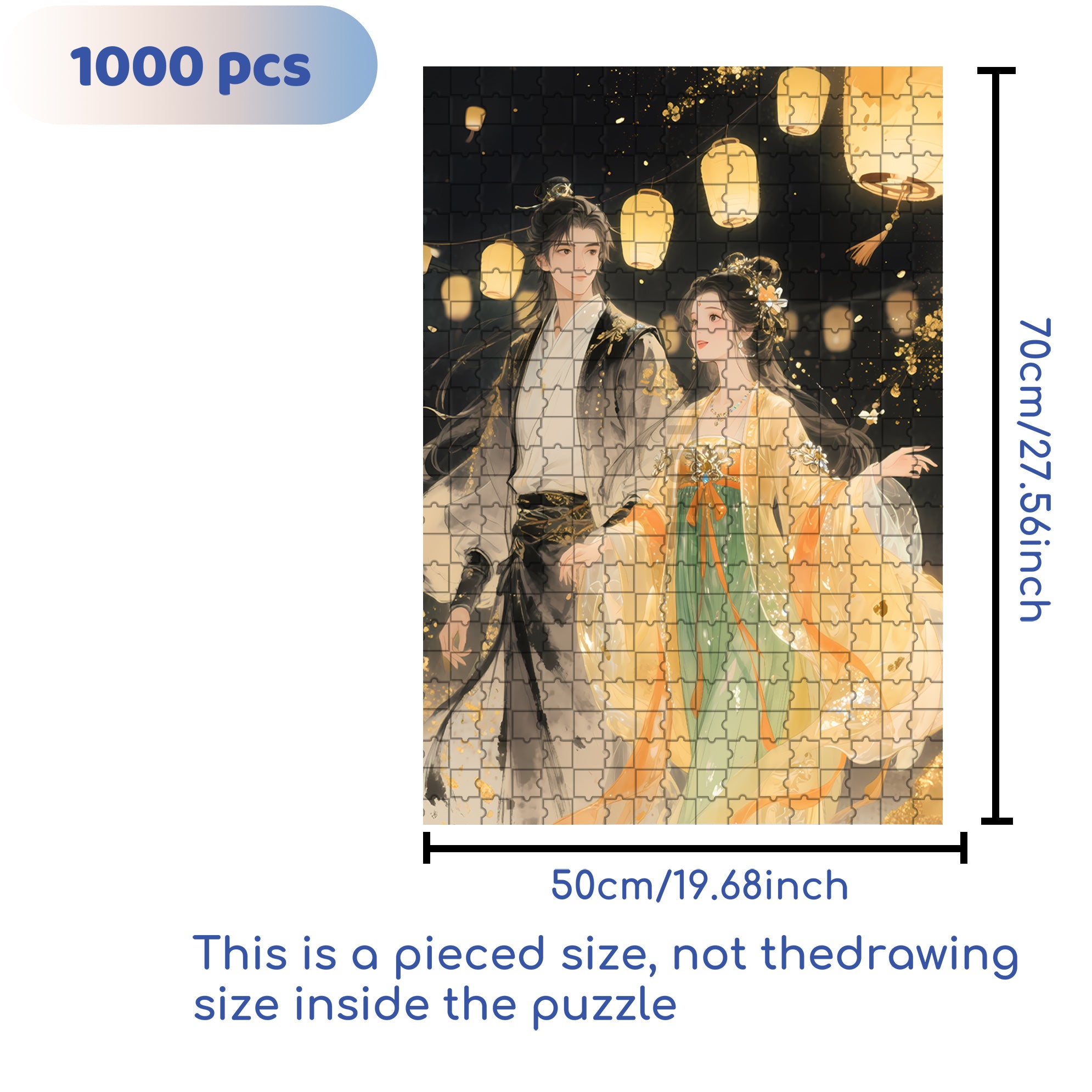 Chinese Valentine's Day 500pcs/1000pcs Jigsaw Puzzle, Scratch-Resistant, Interactive Family Game & Brain-Boosting DIY Decor, Perfect for Halloween, Christmas & New Year Gifts, Family Puzzle Game