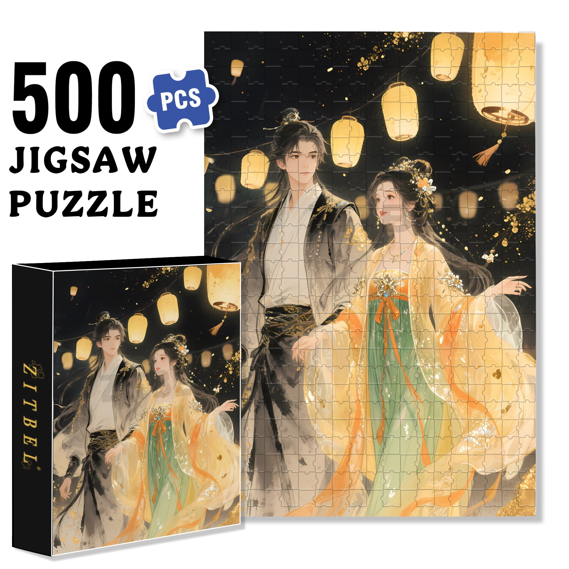 Chinese Valentine's Day 500pcs/1000pcs Jigsaw Puzzle, Scratch-Resistant, Interactive Family Game & Brain-Boosting DIY Decor, Perfect for Halloween, Christmas & New Year Gifts, Family Puzzle Game