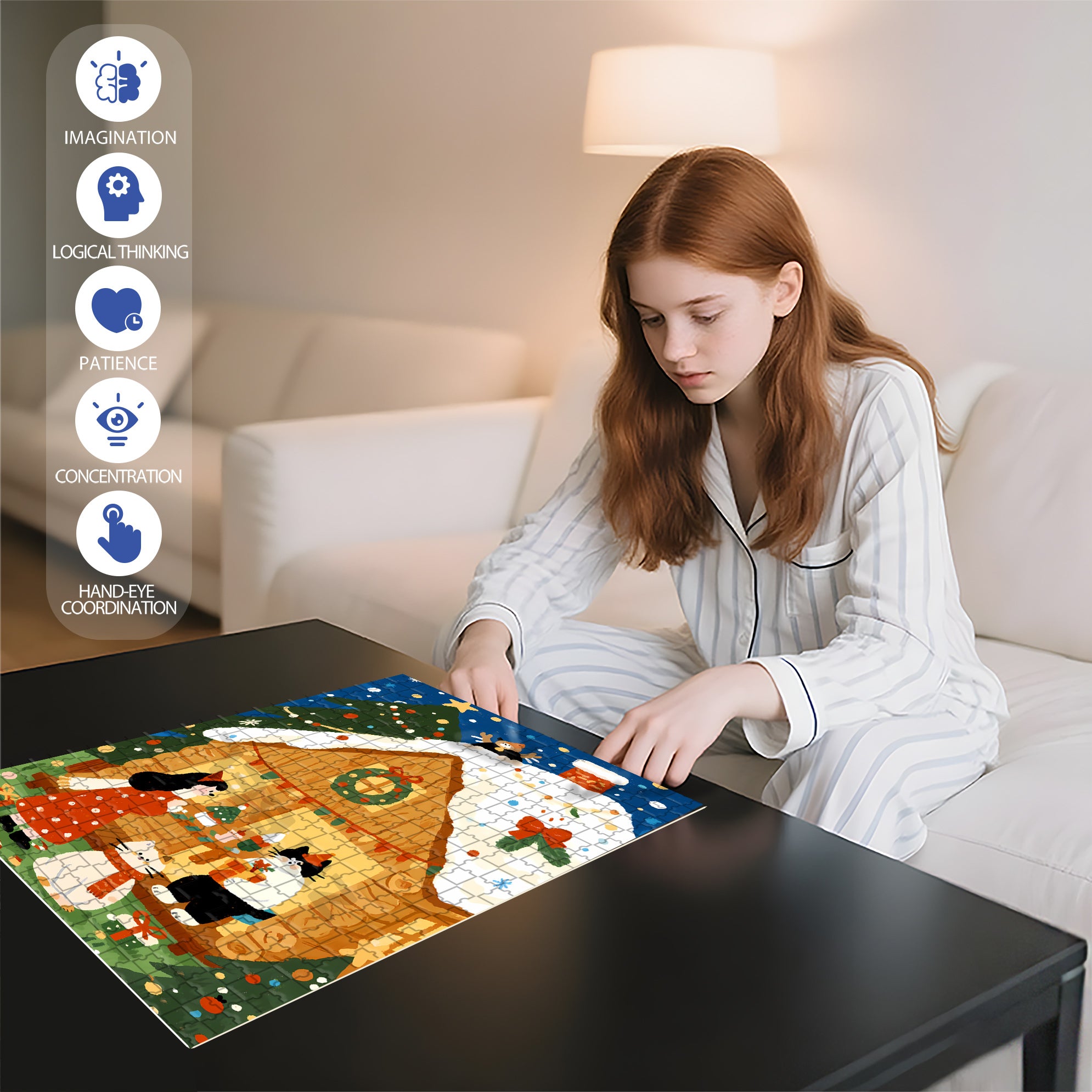 Christmas Cabin 500pcs/1000pcs Jigsaw Puzzle, Scratch-Resistant, Interactive Family Game & Brain-Boosting DIY Decor, Perfect for Halloween, Christmas & New Year Gifts, Family Puzzle Game