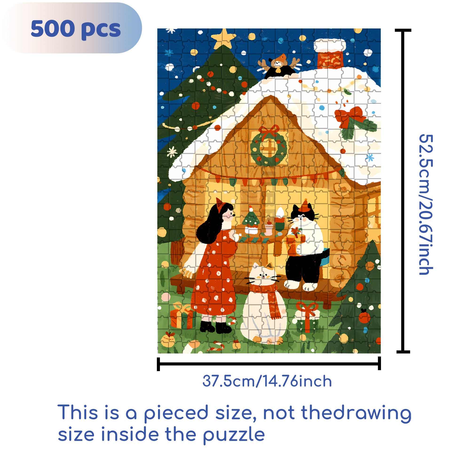 Christmas Cabin 500pcs/1000pcs Jigsaw Puzzle, Scratch-Resistant, Interactive Family Game & Brain-Boosting DIY Decor, Perfect for Halloween, Christmas & New Year Gifts, Family Puzzle Game