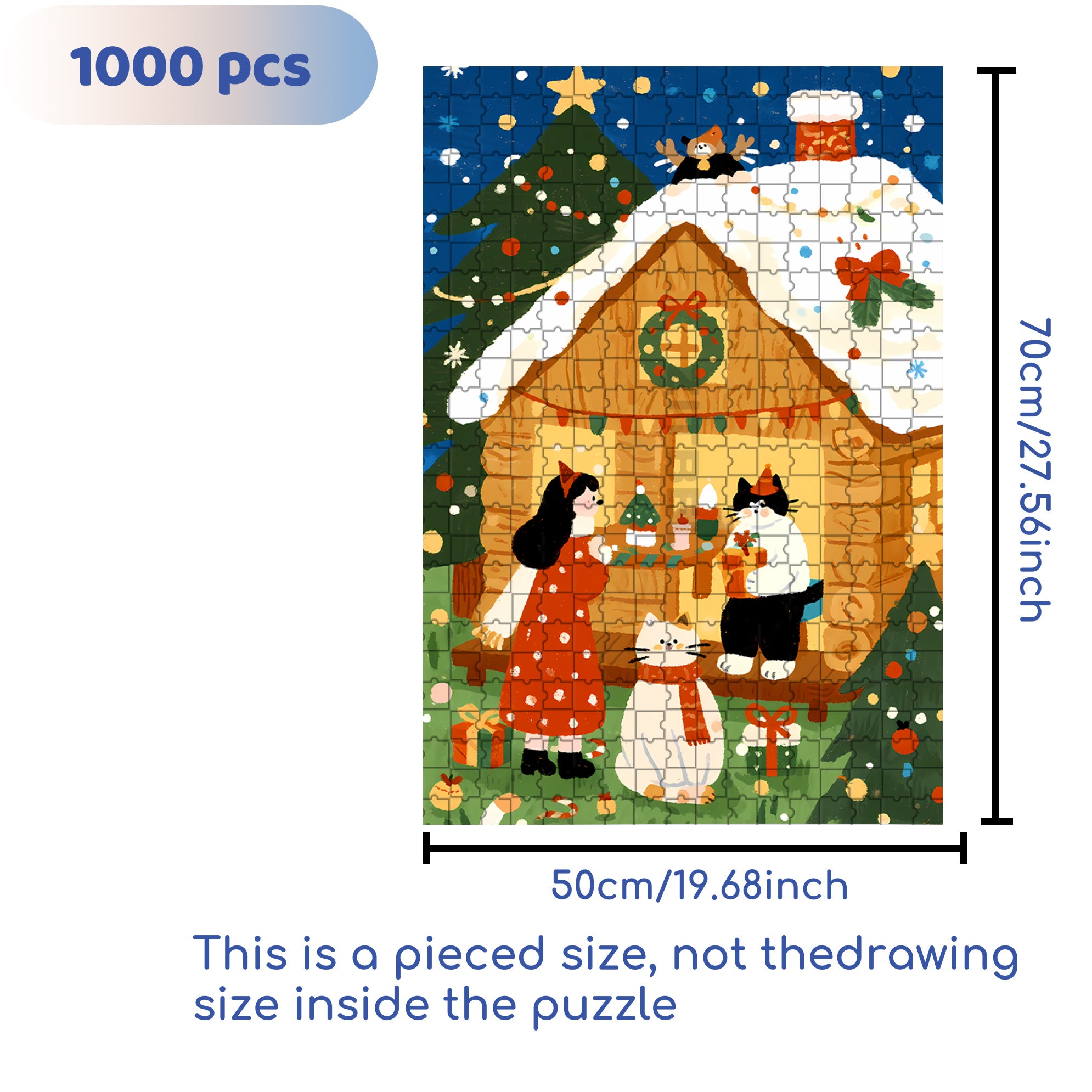 Christmas Cabin 500pcs/1000pcs Jigsaw Puzzle, Scratch-Resistant, Interactive Family Game & Brain-Boosting DIY Decor, Perfect for Halloween, Christmas & New Year Gifts, Family Puzzle Game