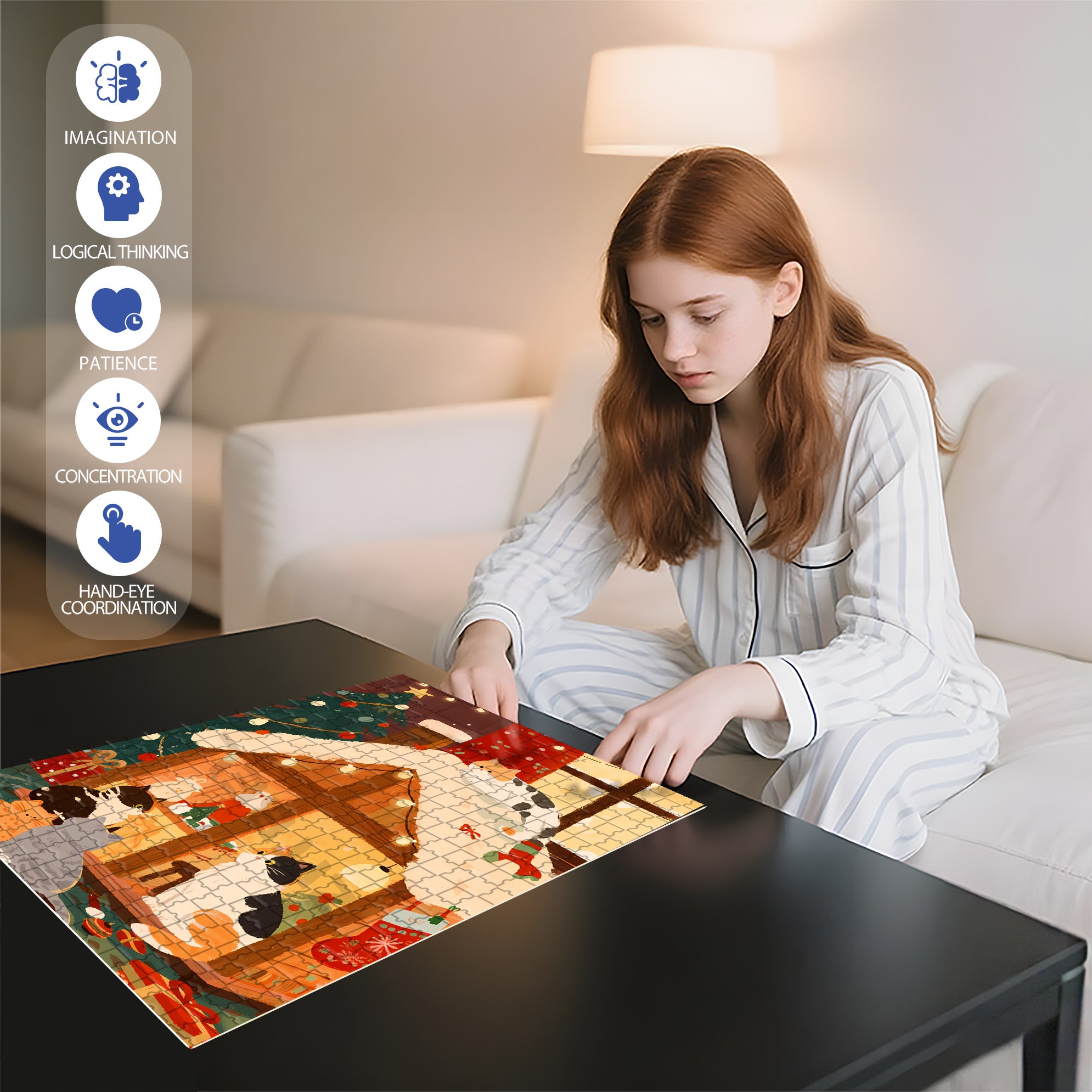 Christmas Cabin2 500pcs/1000pcs Jigsaw Puzzle, Scratch-Resistant, Interactive Family Game & Brain-Boosting DIY Decor, Perfect for Halloween, Christmas & New Year Gifts, Family Puzzle Game