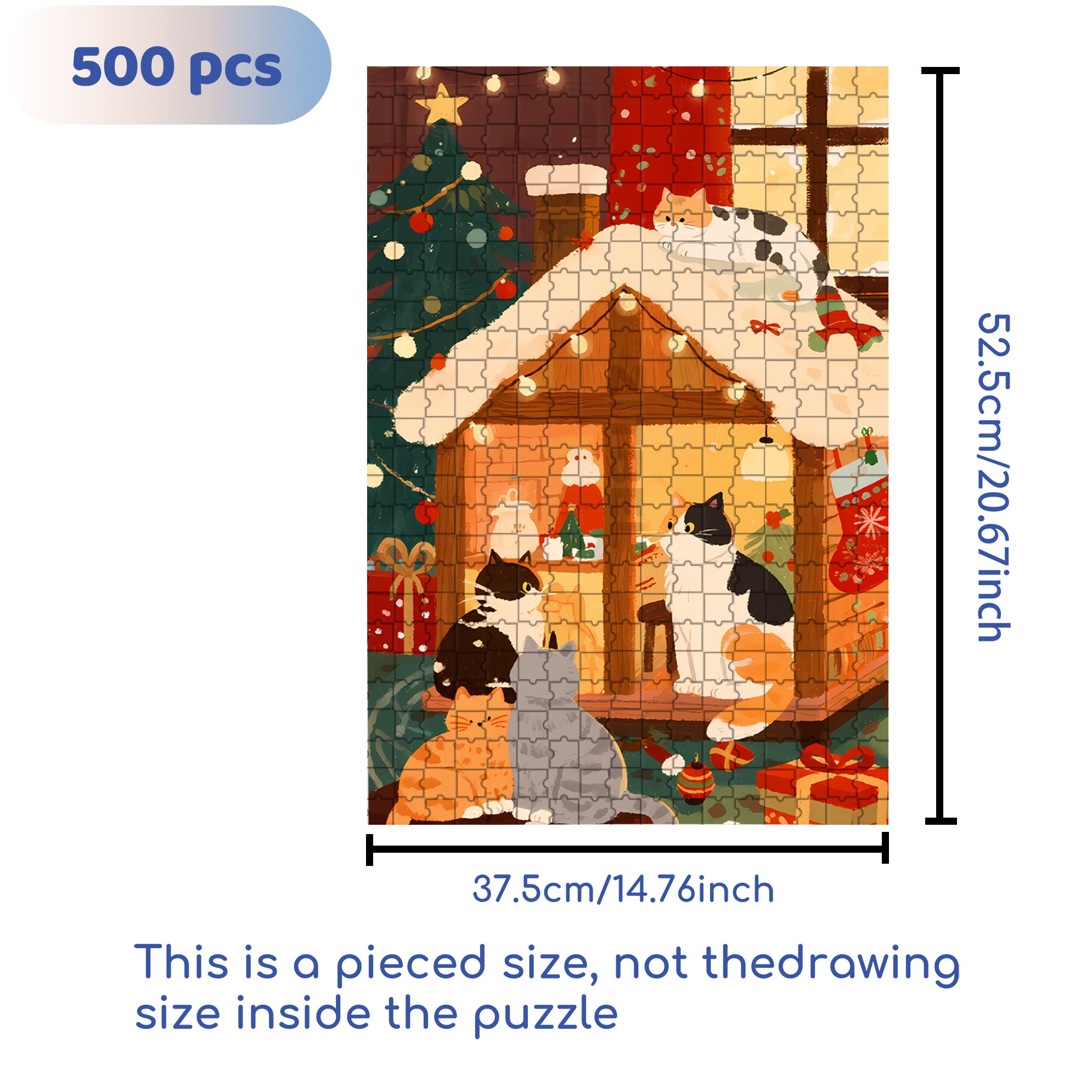 Christmas Cabin2 500pcs/1000pcs Jigsaw Puzzle, Scratch-Resistant, Interactive Family Game & Brain-Boosting DIY Decor, Perfect for Halloween, Christmas & New Year Gifts, Family Puzzle Game