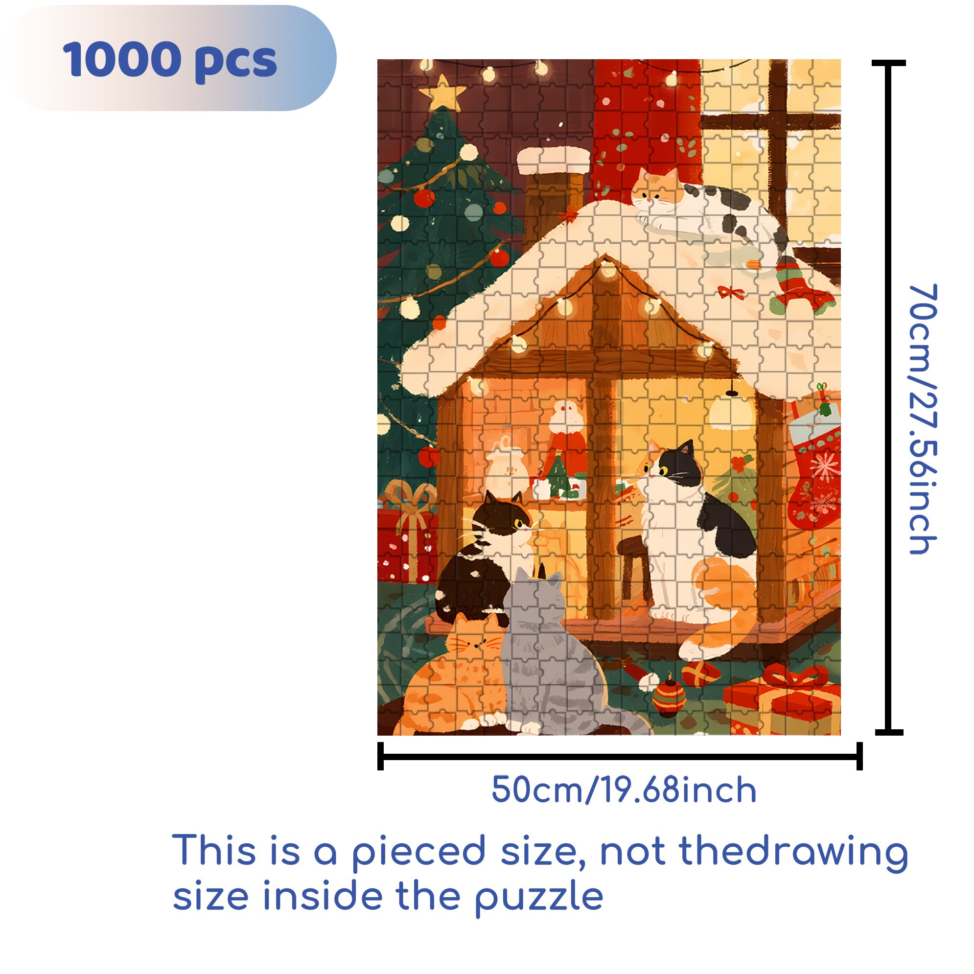Christmas Cabin2 500pcs/1000pcs Jigsaw Puzzle, Scratch-Resistant, Interactive Family Game & Brain-Boosting DIY Decor, Perfect for Halloween, Christmas & New Year Gifts, Family Puzzle Game