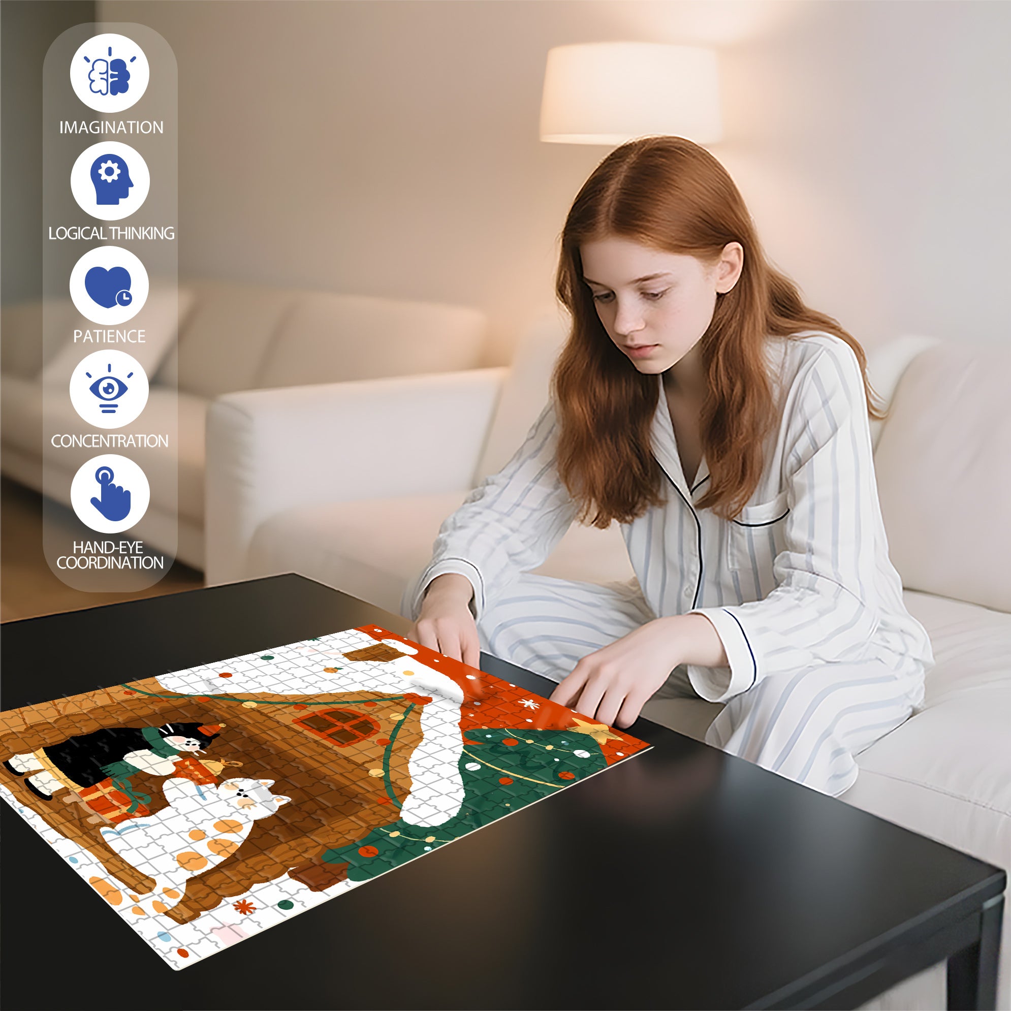 Christmas Cabin3 500pcs/1000pcs Jigsaw Puzzle, Scratch-Resistant, Interactive Family Game & Brain-Boosting DIY Decor, Perfect for Halloween, Christmas & New Year Gifts, Family Puzzle Game