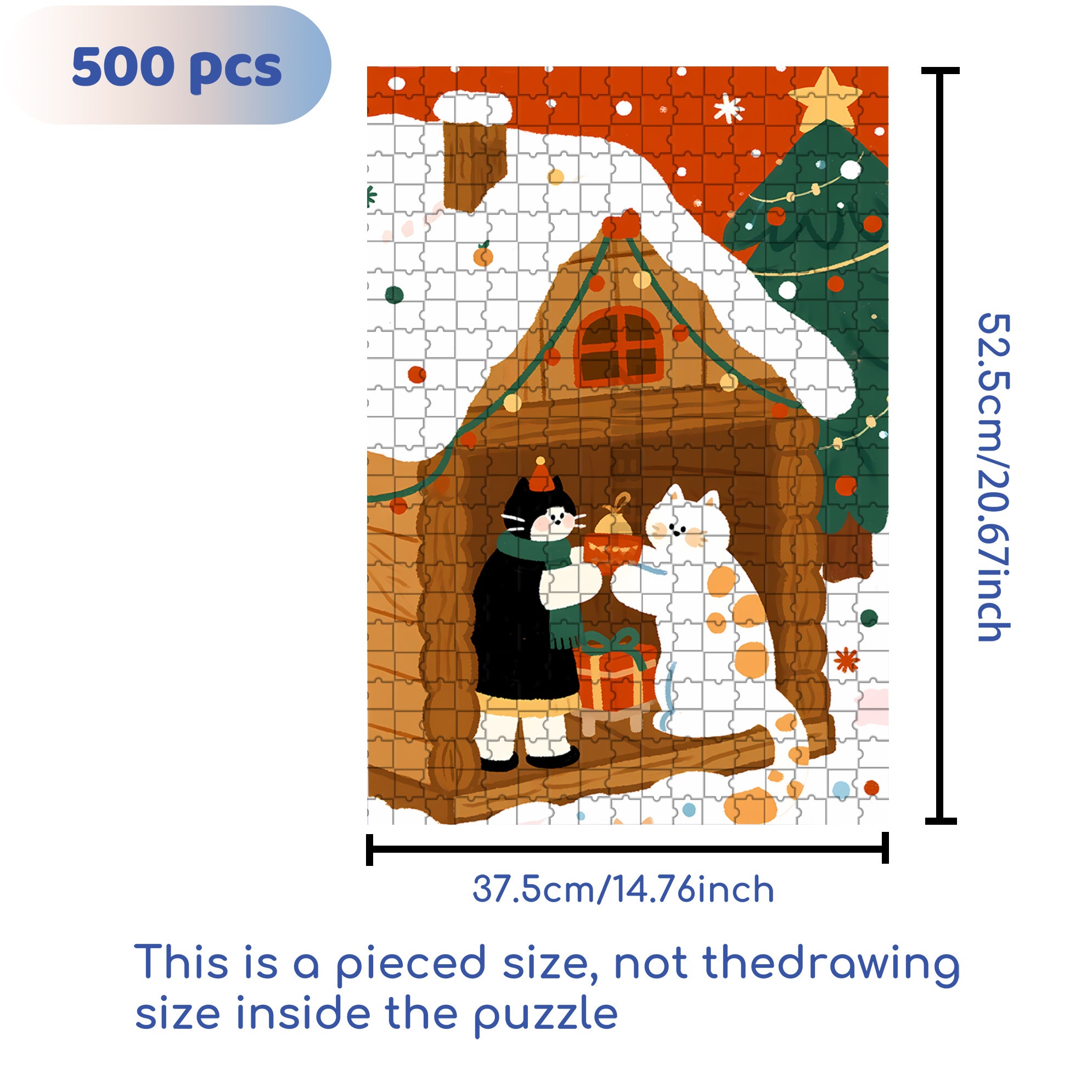 Christmas Cabin3 500pcs/1000pcs Jigsaw Puzzle, Scratch-Resistant, Interactive Family Game & Brain-Boosting DIY Decor, Perfect for Halloween, Christmas & New Year Gifts, Family Puzzle Game