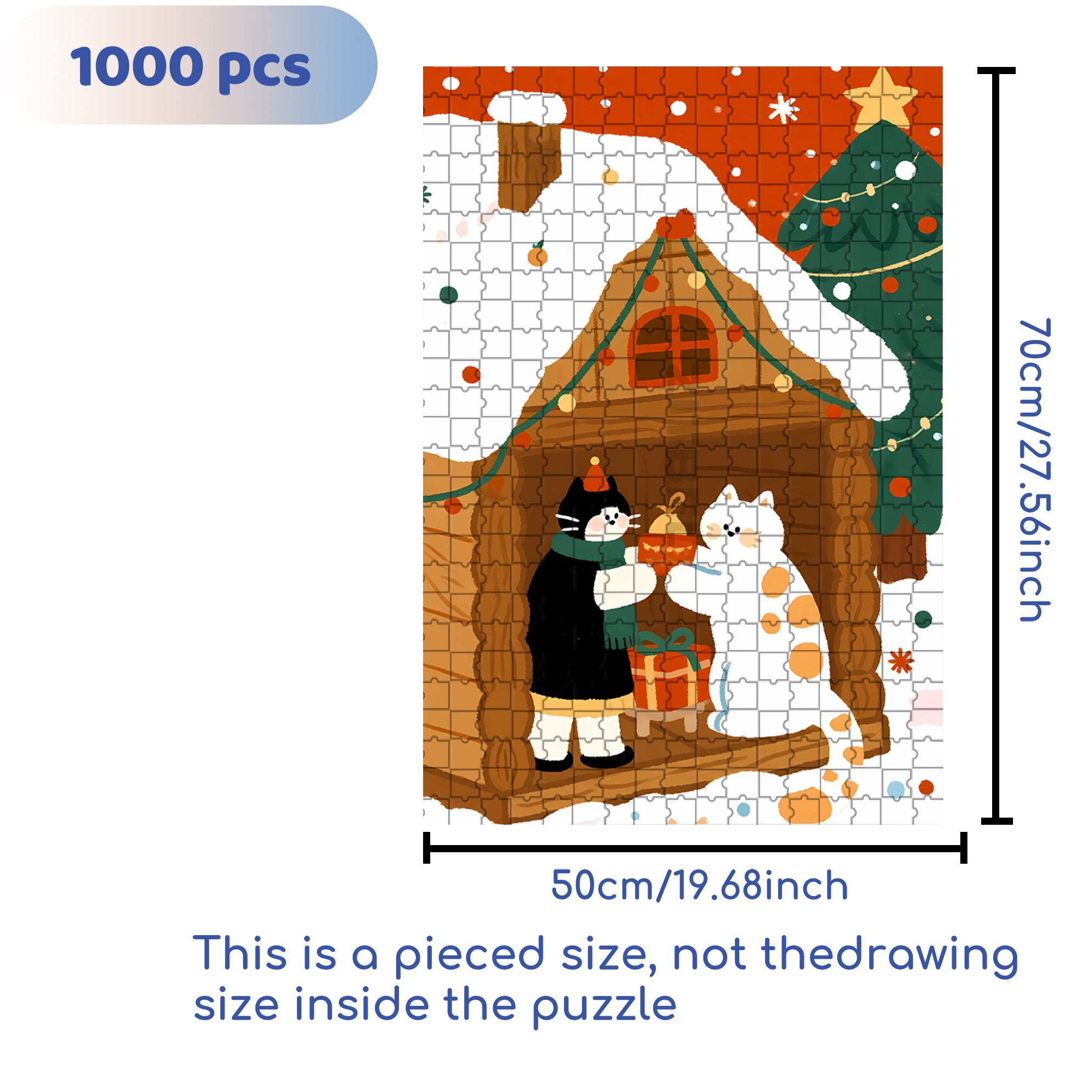 Christmas Cabin3 500pcs/1000pcs Jigsaw Puzzle, Scratch-Resistant, Interactive Family Game & Brain-Boosting DIY Decor, Perfect for Halloween, Christmas & New Year Gifts, Family Puzzle Game
