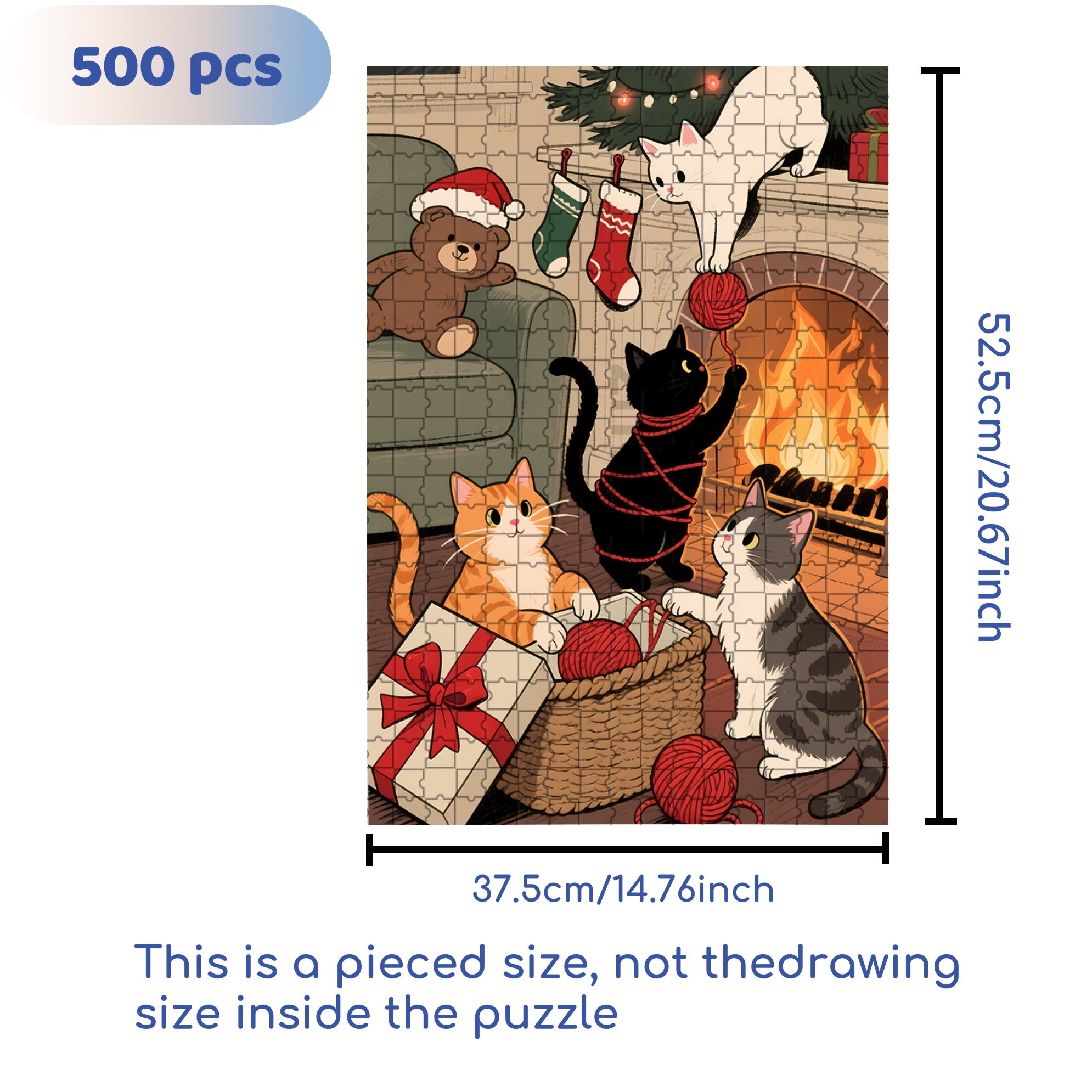 Christmas Fireplace 500pcs/1000pcs Jigsaw Puzzle, Scratch-Resistant, Interactive Family Game & Brain-Boosting DIY Decor, Perfect for Halloween, Christmas & New Year Gifts, Family Puzzle Game
