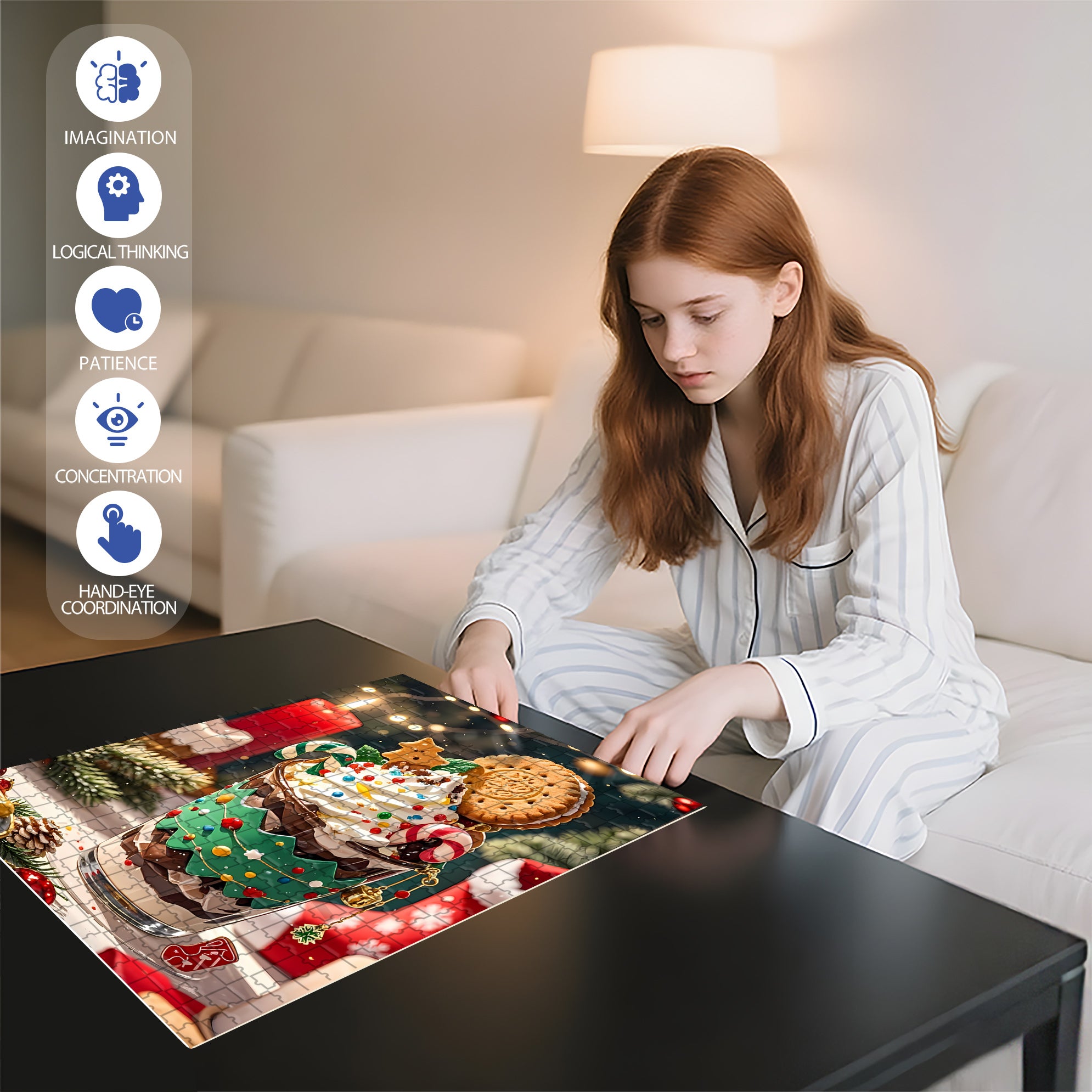 Christmas Parfait 500pcs/1000pcs Jigsaw Puzzle, Scratch-Resistant, Interactive Family Game & Brain-Boosting DIY Decor, Perfect for Halloween, Christmas & New Year Gifts, Family Puzzle Game