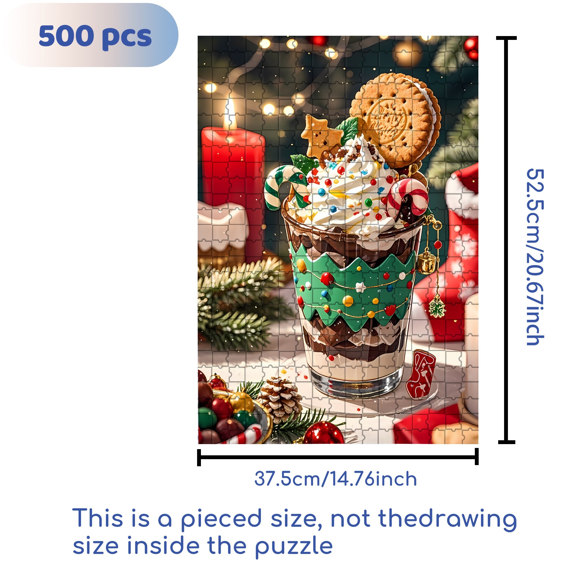 Christmas Parfait 500pcs/1000pcs Jigsaw Puzzle, Scratch-Resistant, Interactive Family Game & Brain-Boosting DIY Decor, Perfect for Halloween, Christmas & New Year Gifts, Family Puzzle Game